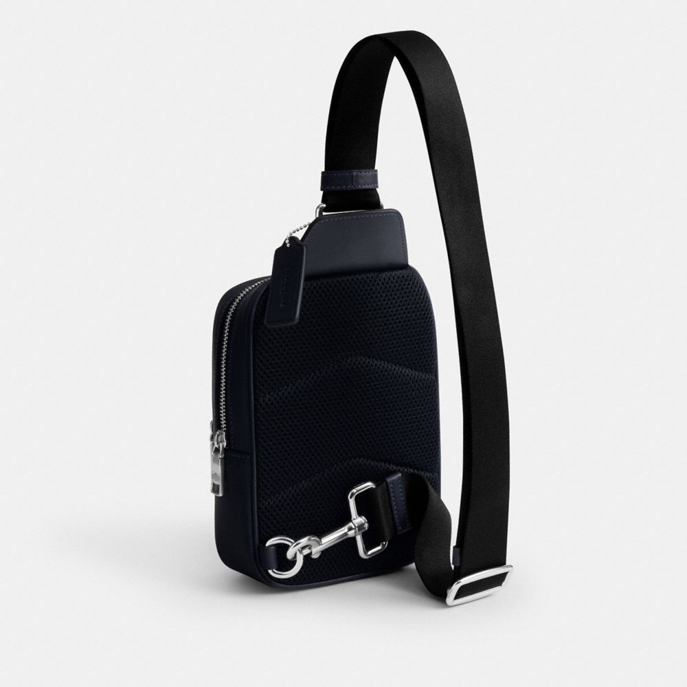 Coach Racer Sling Pack In Signature Camo Print Silver Blue Multi