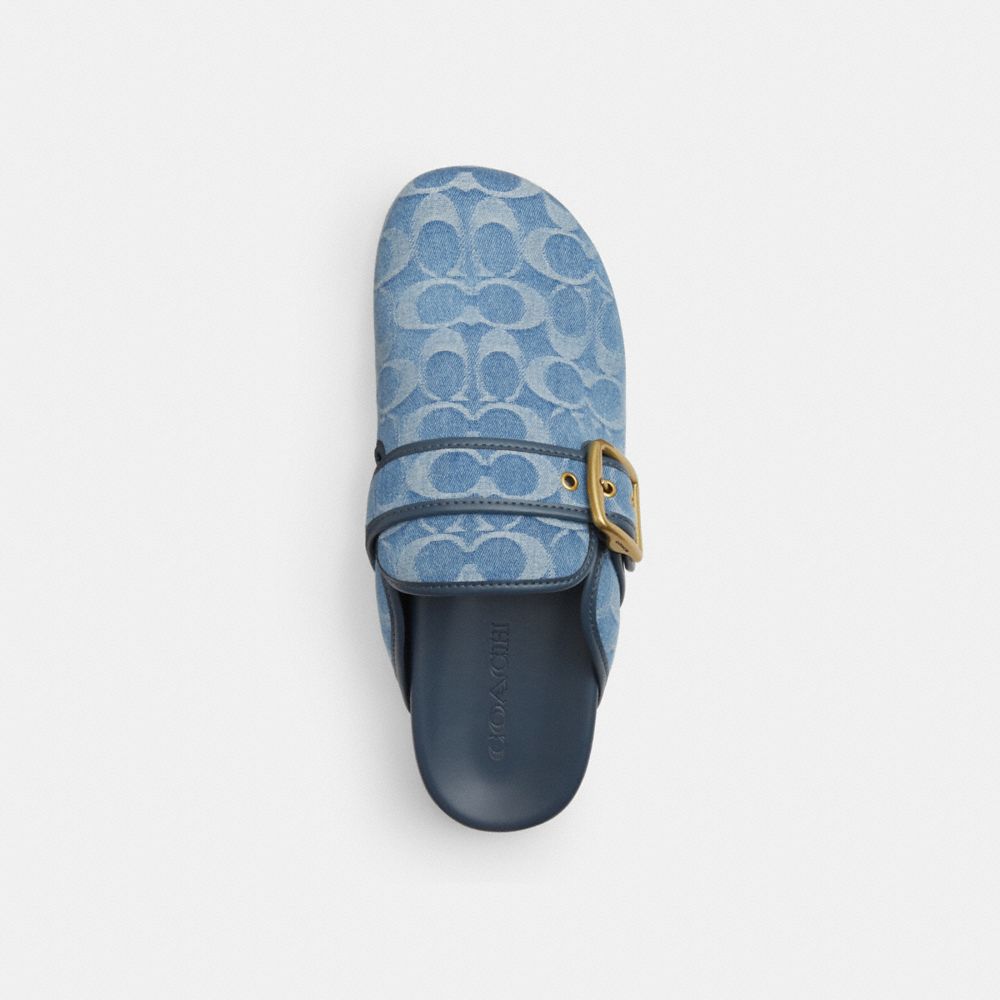 Women's Coach Archival Buckle Clog In Regenerative Cotton Signature Denim Indigo