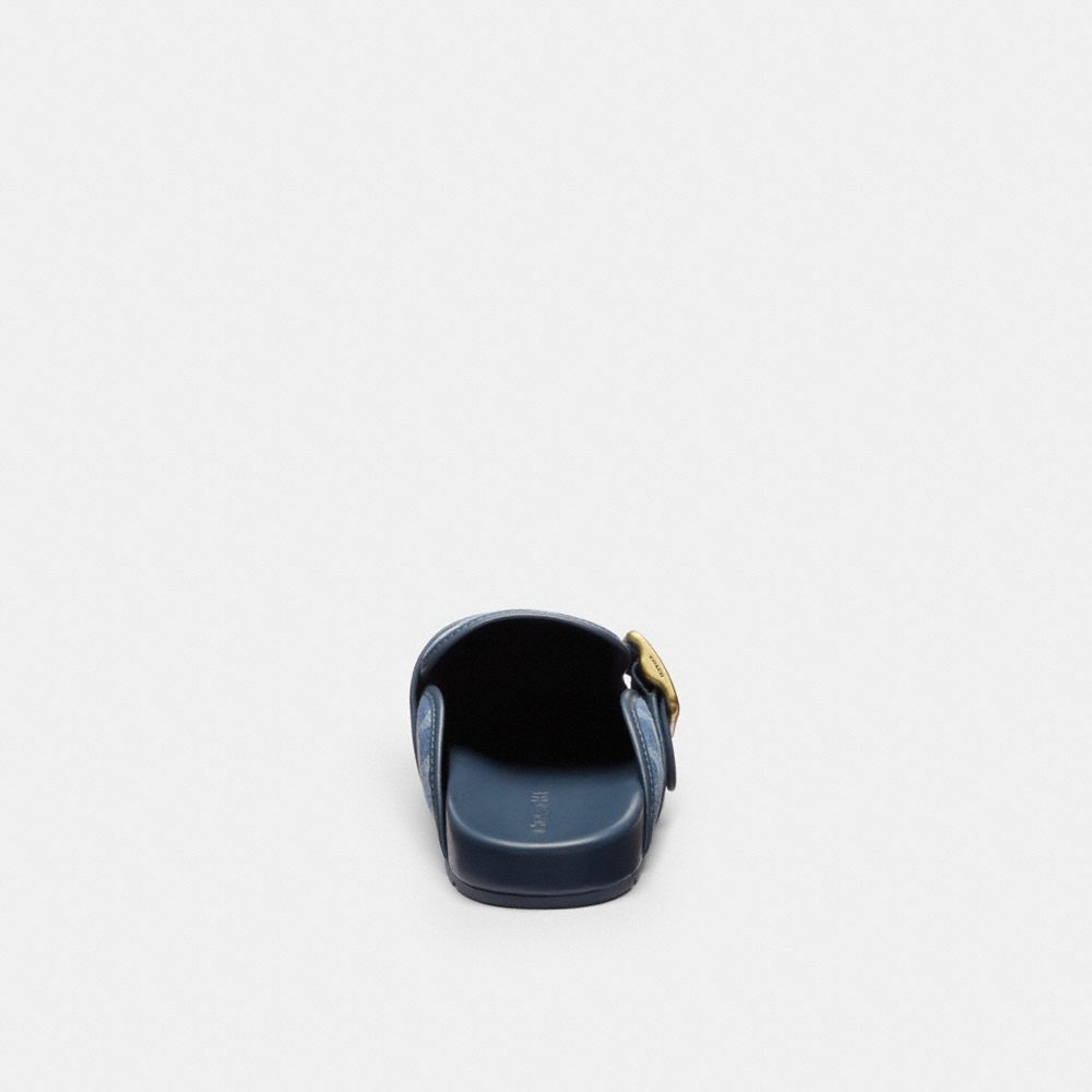 Women's Coach Archival Buckle Clog In Regenerative Cotton Signature Denim Indigo