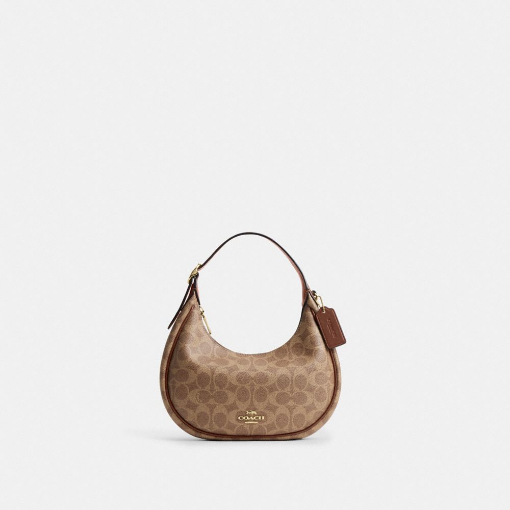 Coach Emily Shoulder Bag In Signature Canvas Gold Tan Brown