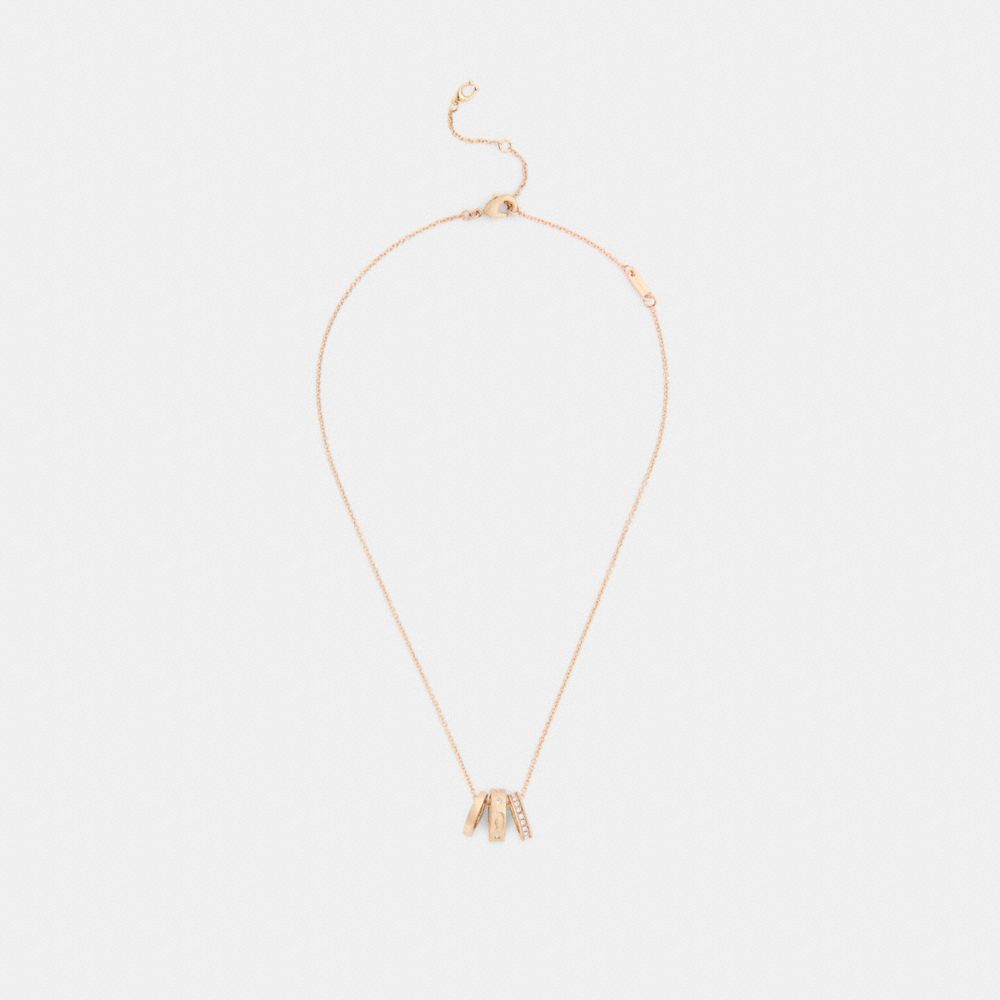 Coach Repeated C Rondelle Necklace Rose Gold