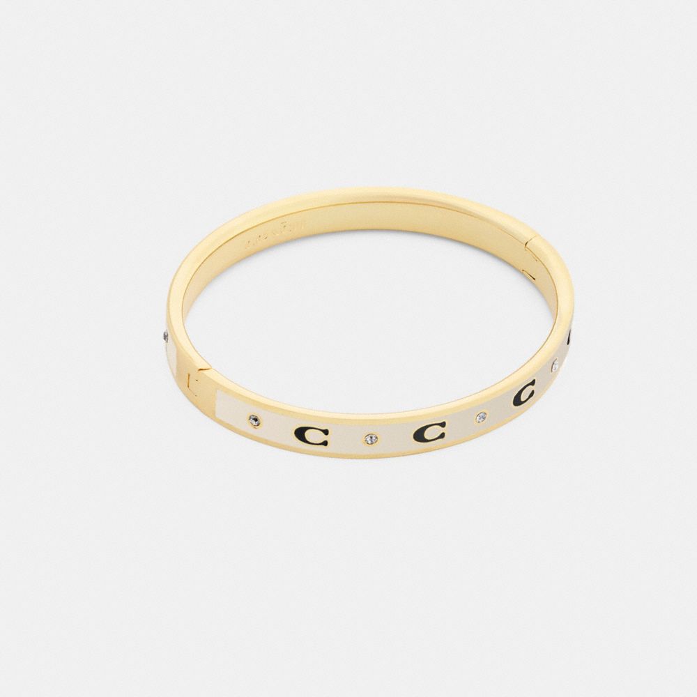 Coach Repeated C Hinged Bangle Gold Chalk