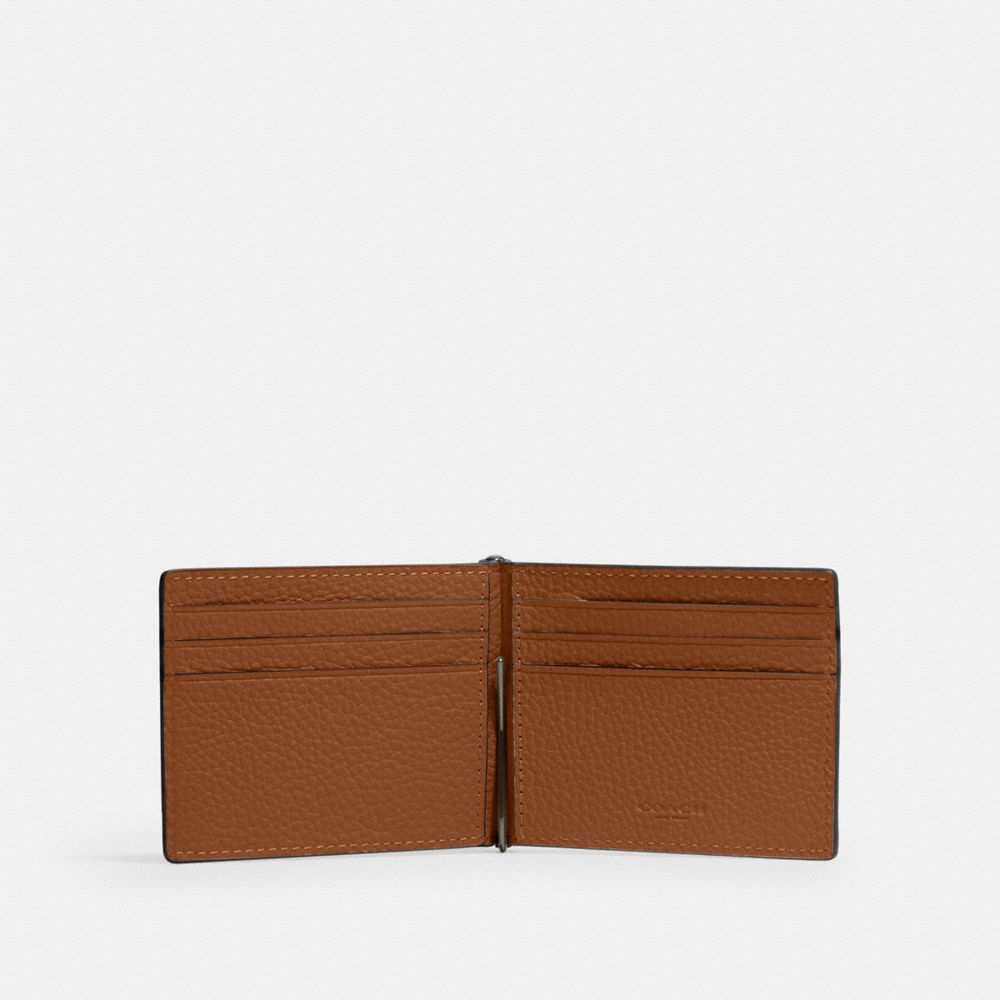 Coach Slim Money Clip Billfold Wallet Gunmetal Sable