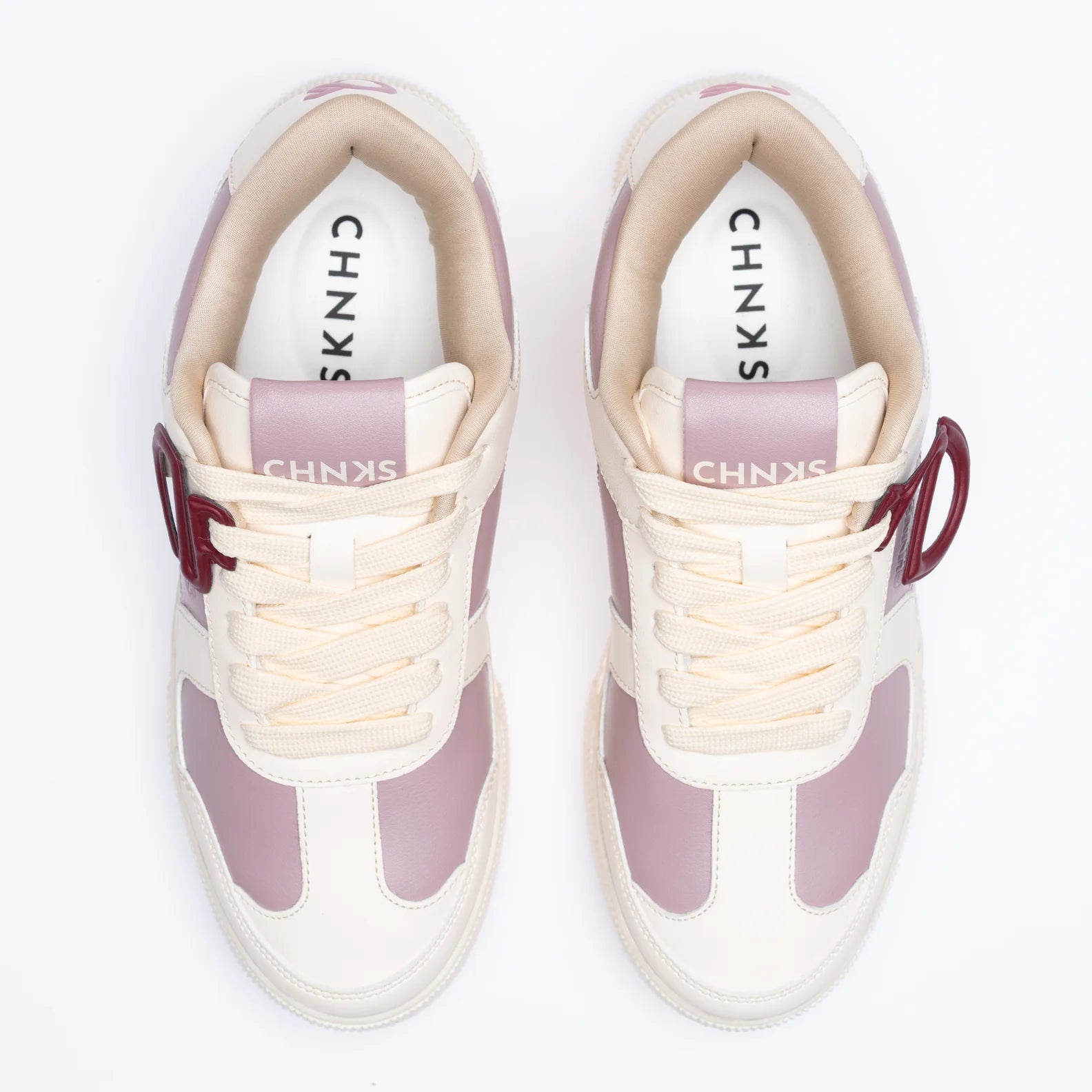 Top view of Bubblegum CHNKS pink and white sneakers – comfortable, trendy sneakers for men and women