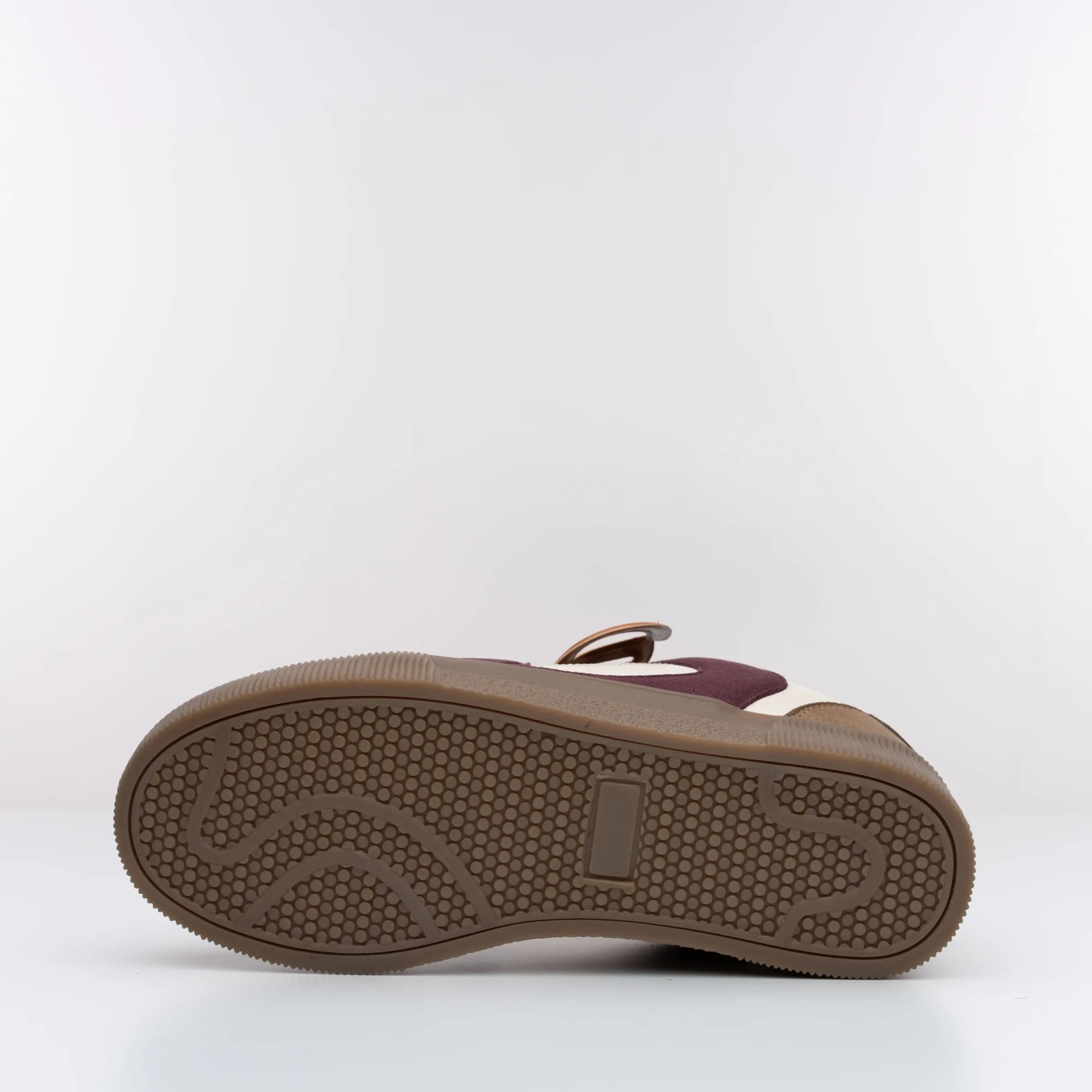 Sole view of CHNKS Cranberry sneakers — TPR sole for grip and flexibility; maroon sneakers for men and women