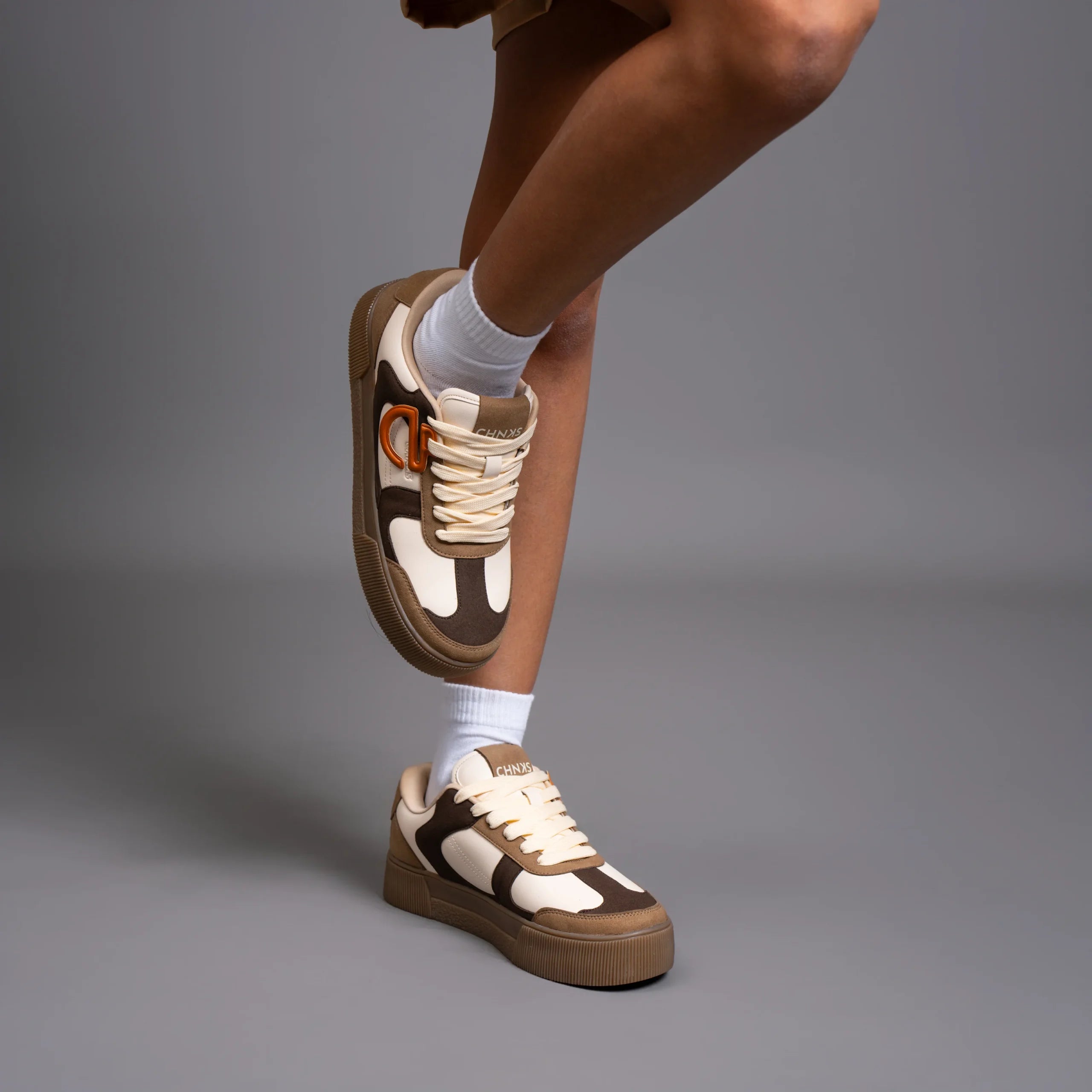 Mocha CHNKS brown sneakers lifestyle image – streetwear style for men and women