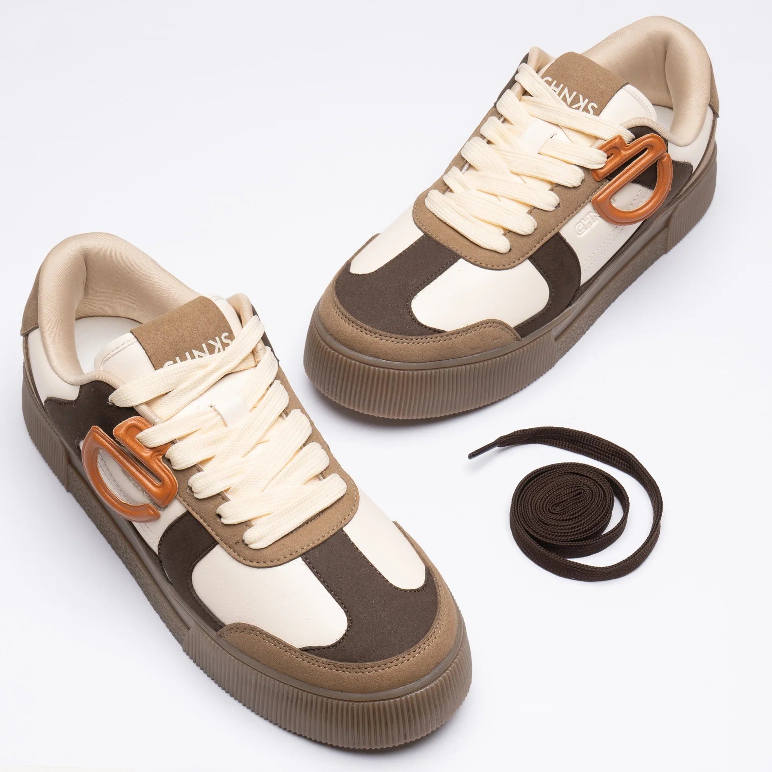 Front view of Mocha CHNKS brown sneakers for men and women – stylish casual footwear