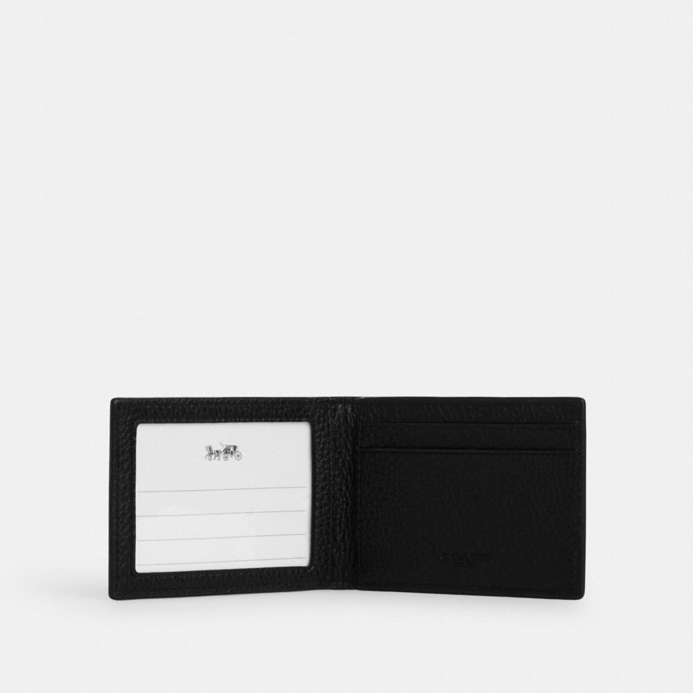 Coach Compact Billfold Wallet Gunmetal Black