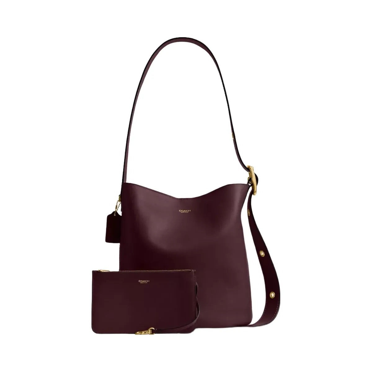 Coach Bleecker Bucket Bag in Brass Merlot