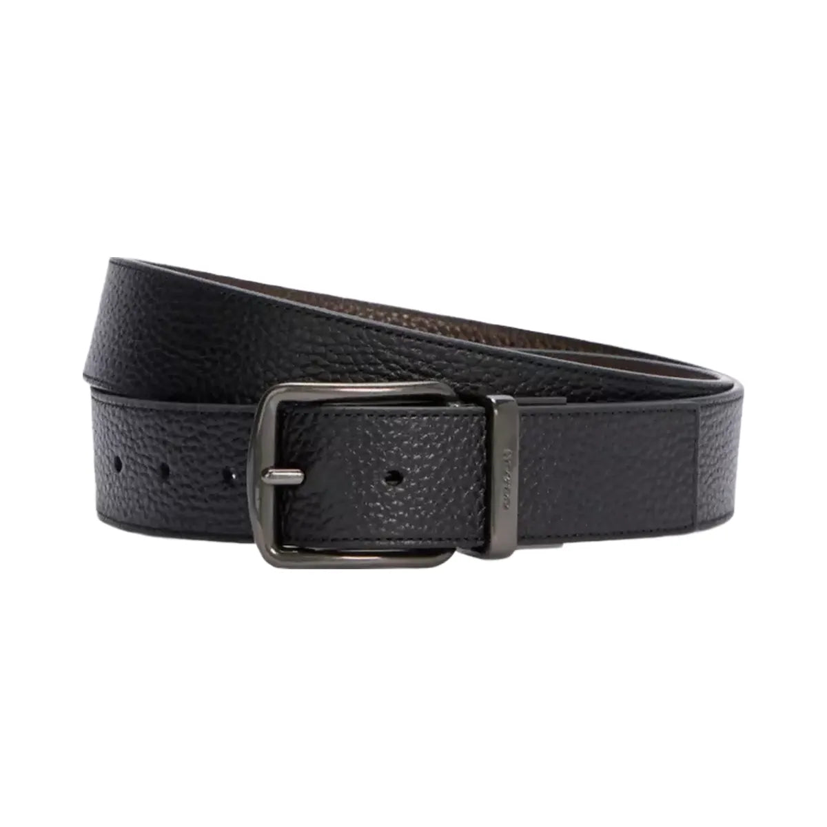 Coach Boxed Harness Buckle Cut-To-Size Reversible Belt, 38 Mm in Black Dark Brown
