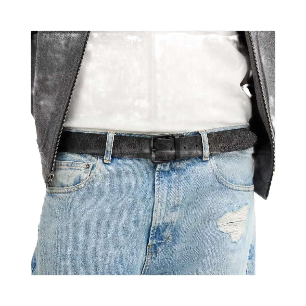 Coach Boxed Roller Buckle Cut-To-Size Reversible Belt, 38 Mm in Matte Black Signature