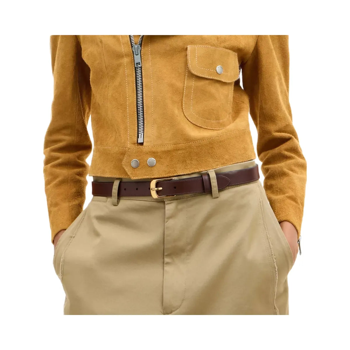 Coach C Harness Buckle Belt, 25 Mm in Gold Maple