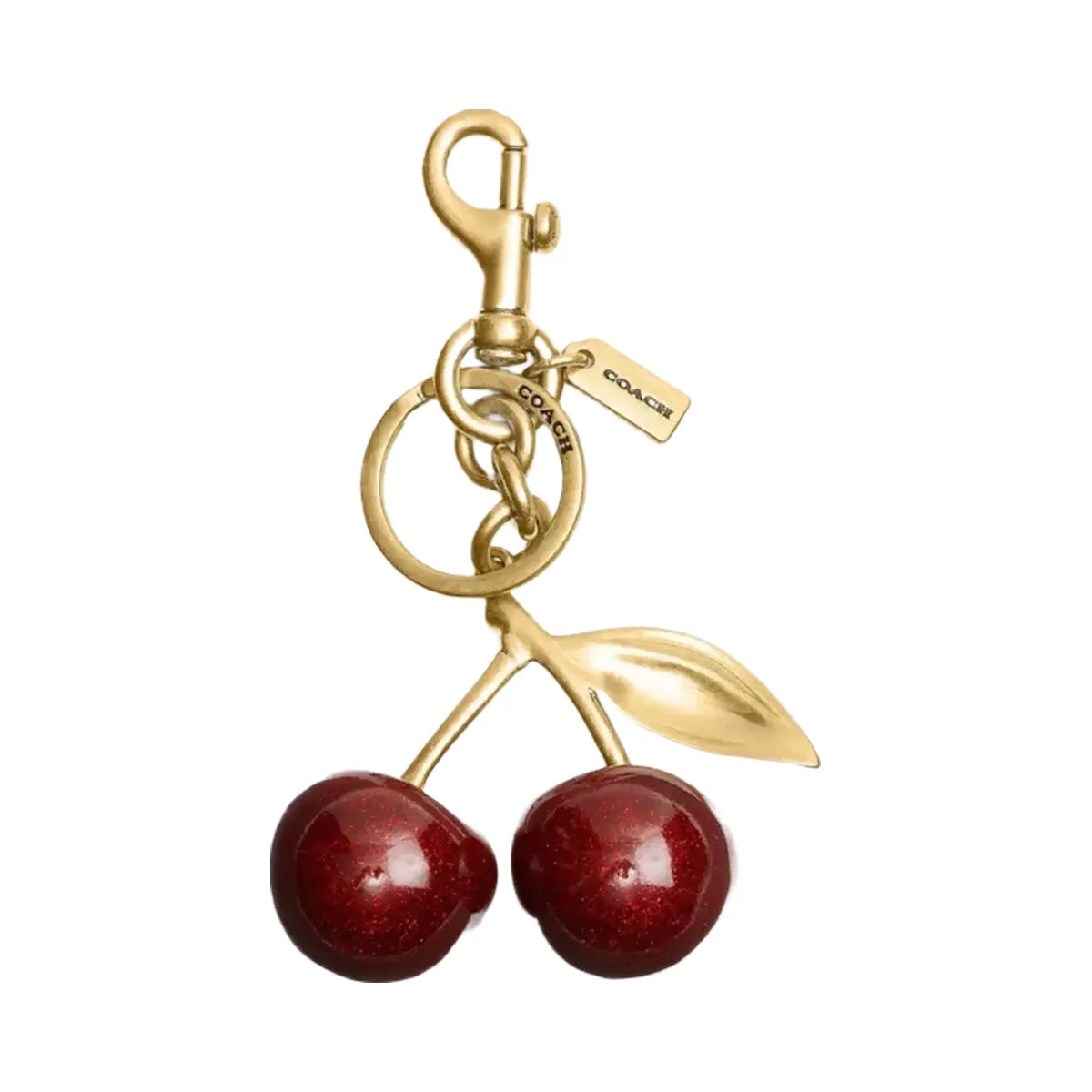 Coach Cherry Bag Charm in Brass Red Apple