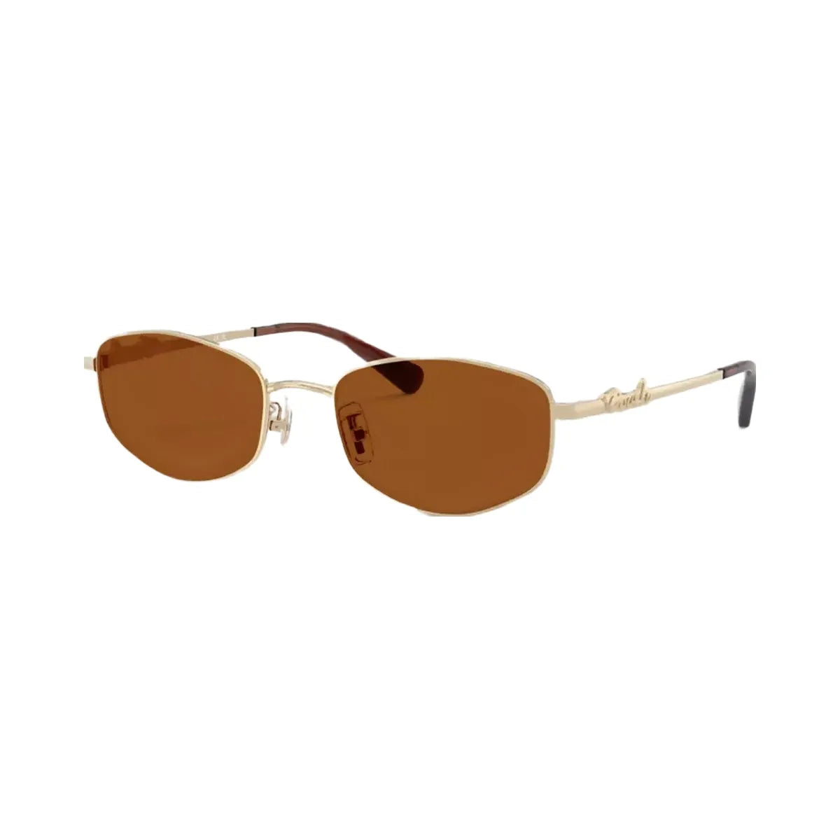 Coach Script Metal Narrow Rectangle Sunglasses in Brown Gold