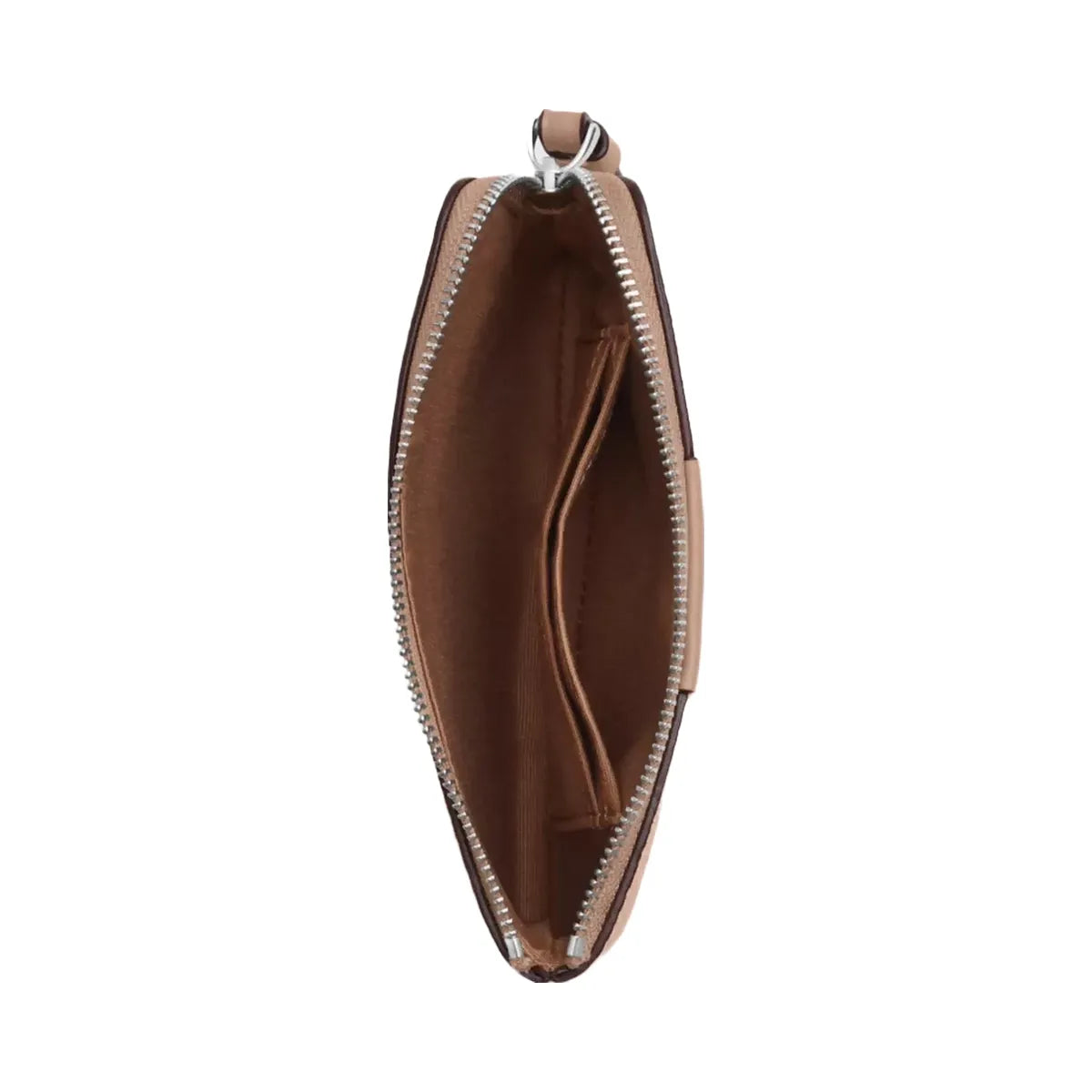 Coach Corner Zip Wristlet In Signature Canvas With Stripe in Silver Sand Taupe