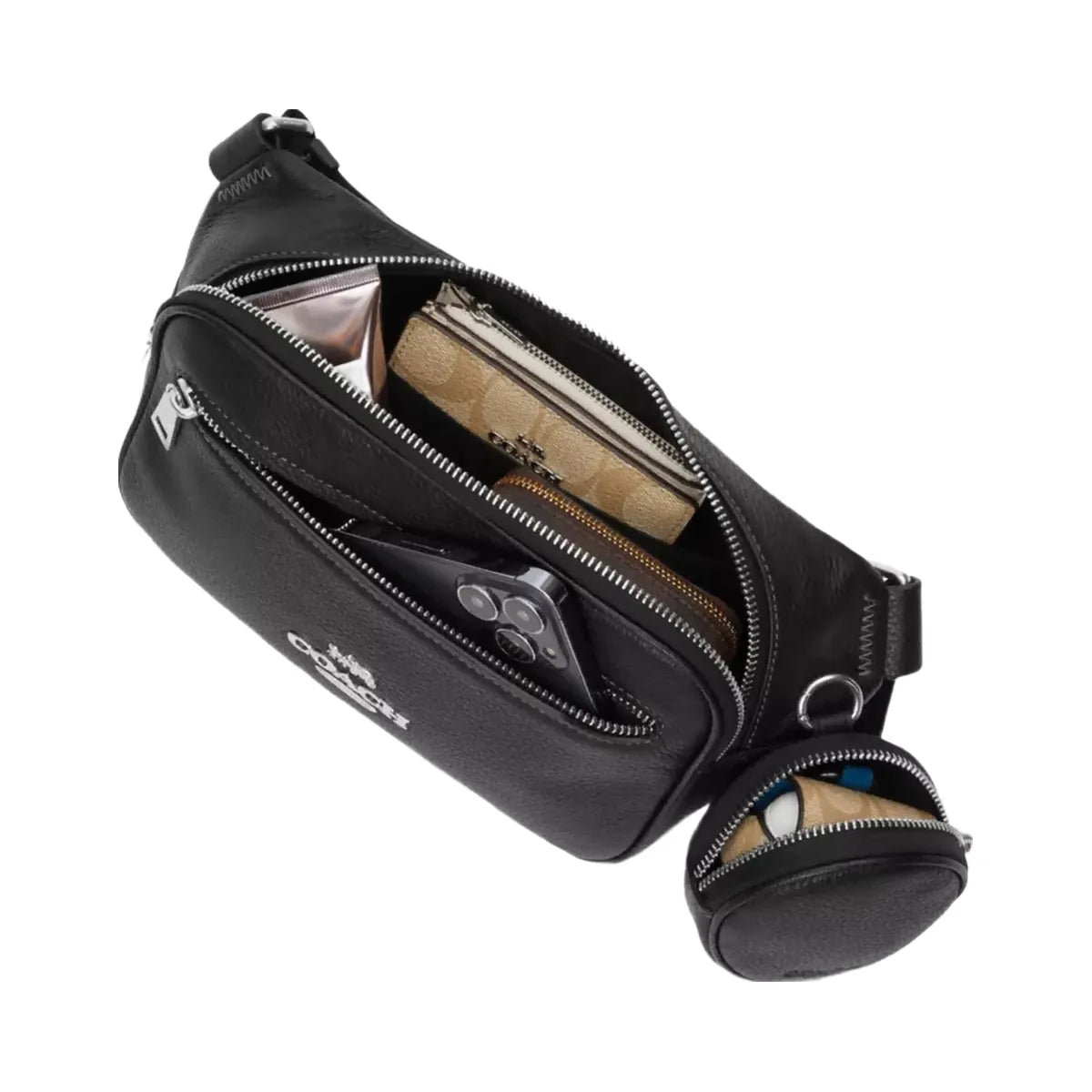 Coach Elias Belt Bag in Silver Black