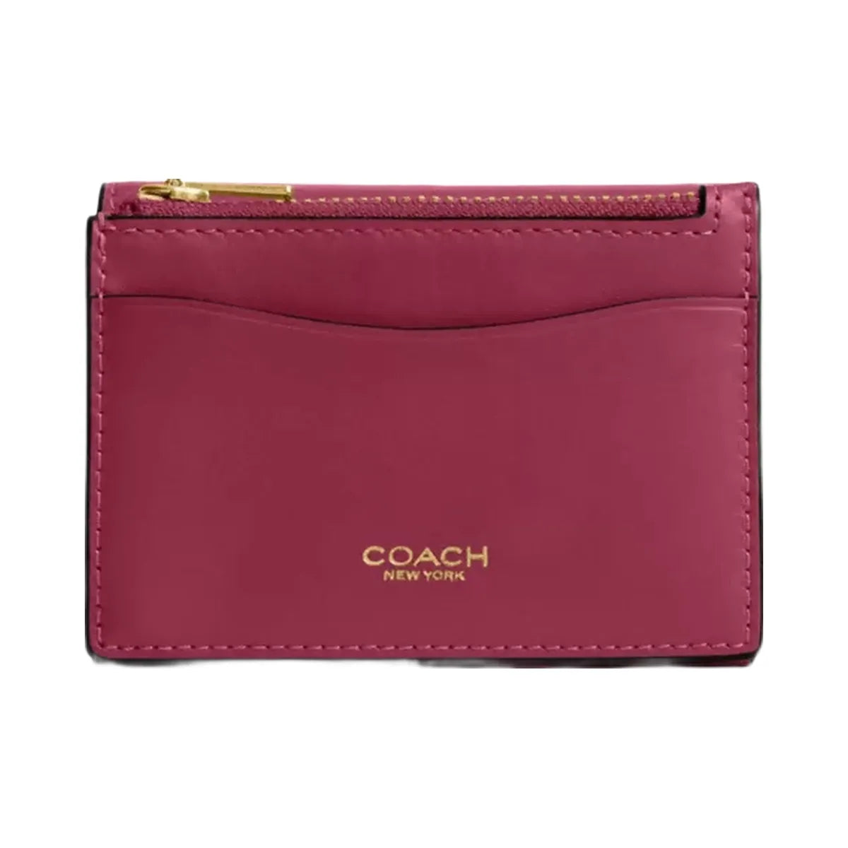 Coach Essential Card Holder Wallet in Brass Dark Fuchsia