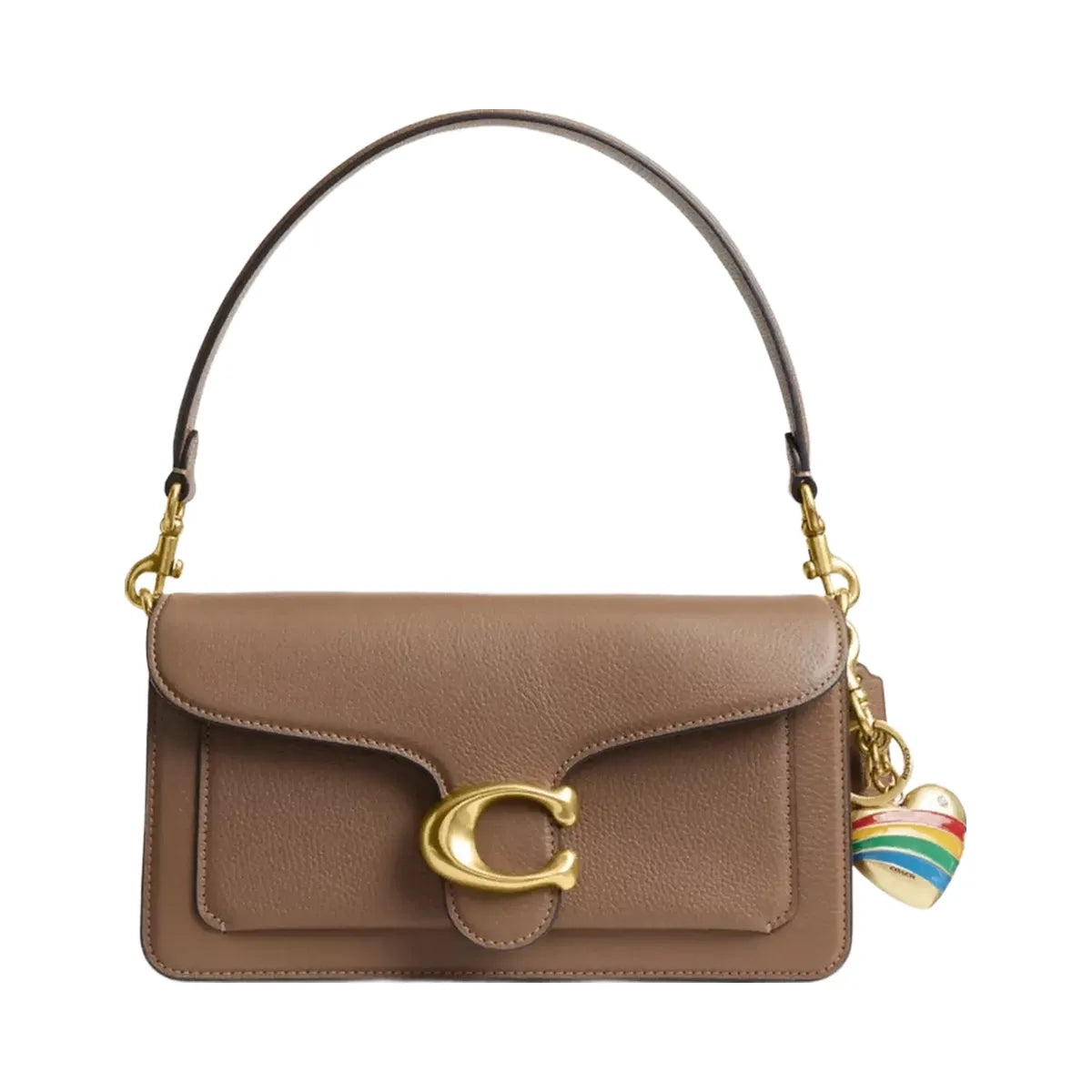 Coach Heart Bag Charm in Brass Multi