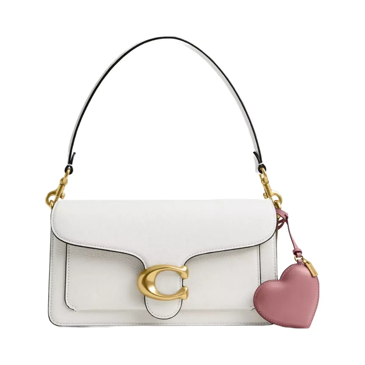 Coach Heart Puffy Bag Charm in Brass Peony