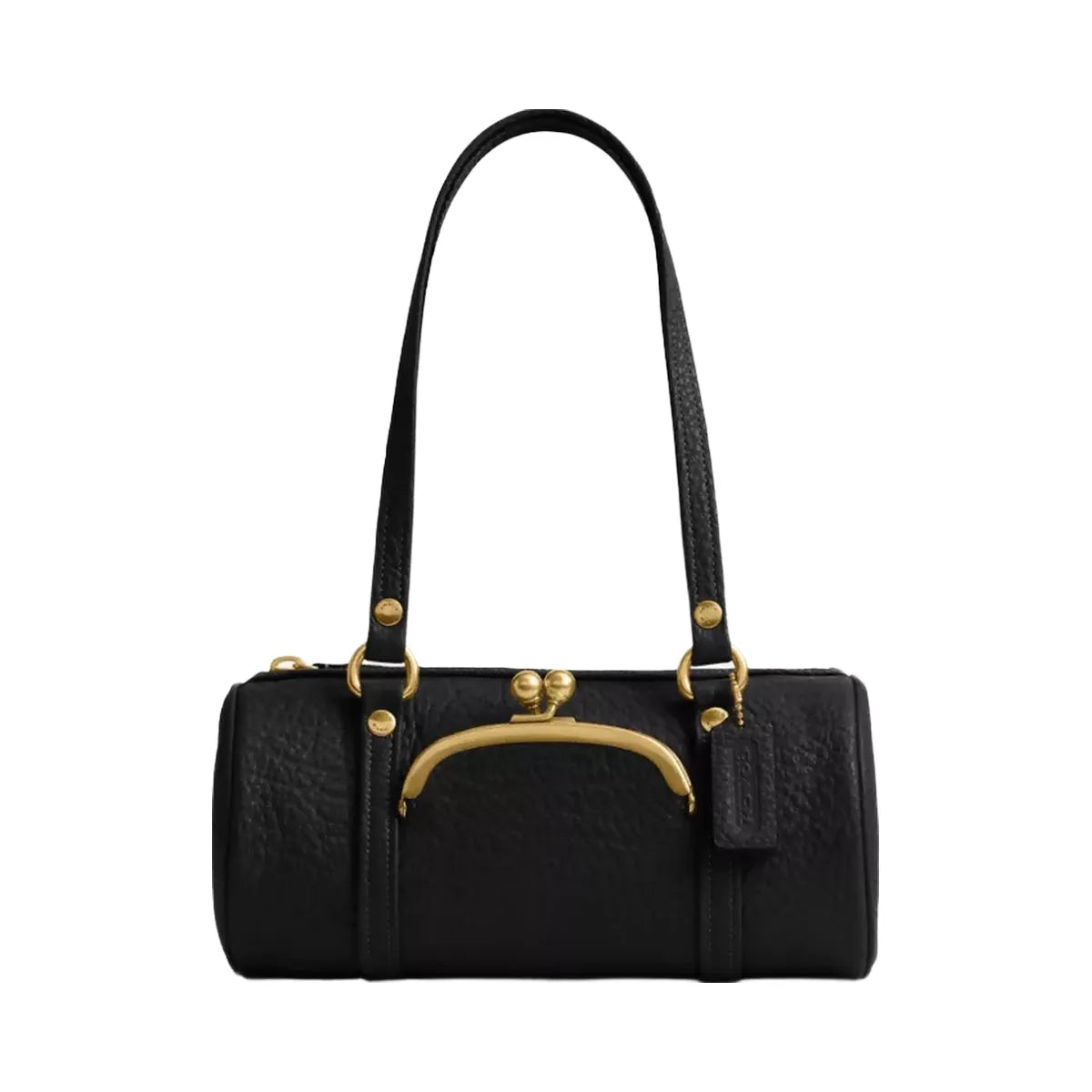 Coach Kisslock Barrel Bag 28 in Brass Black