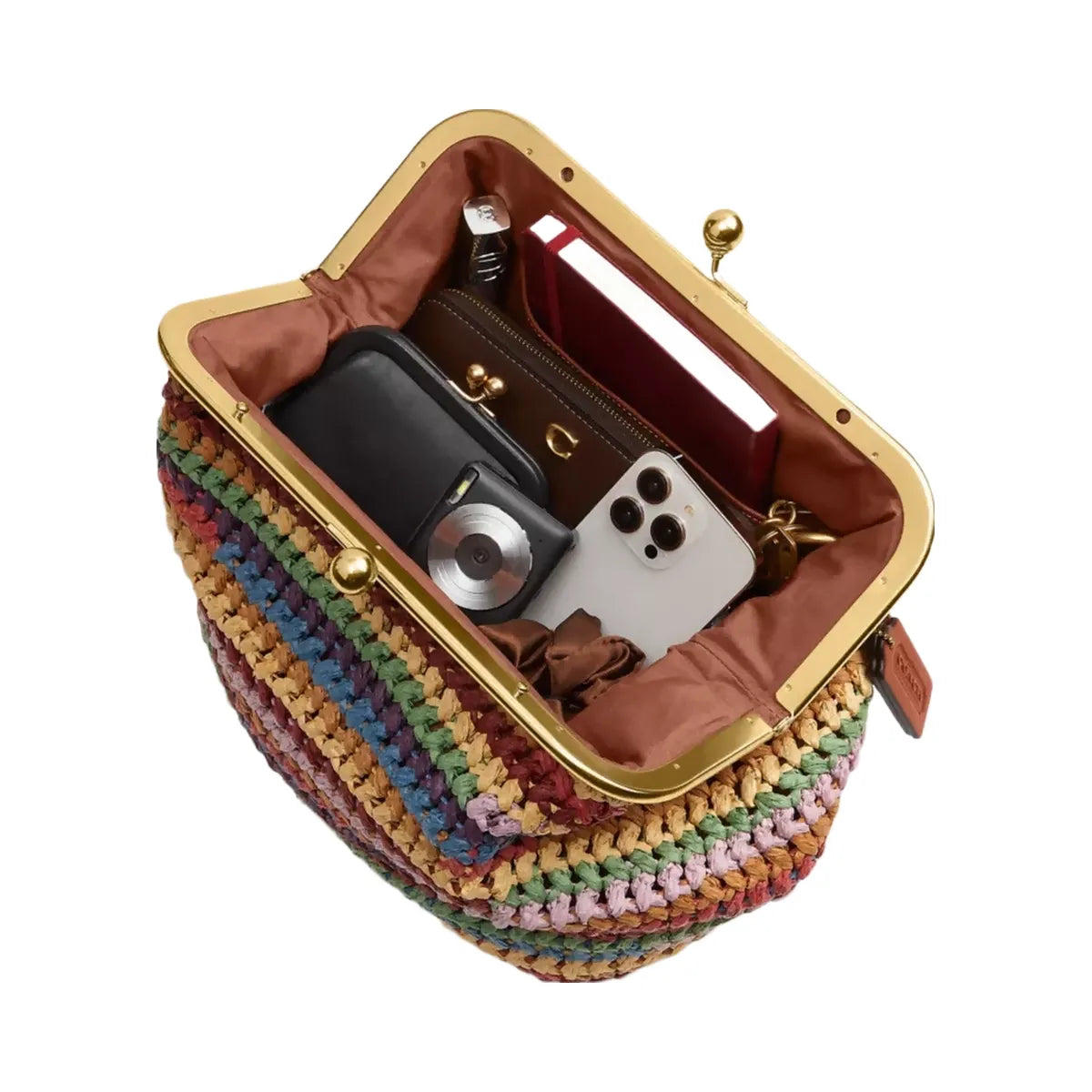 Coach Kisslock Frame Bag 27 in Brass Multi