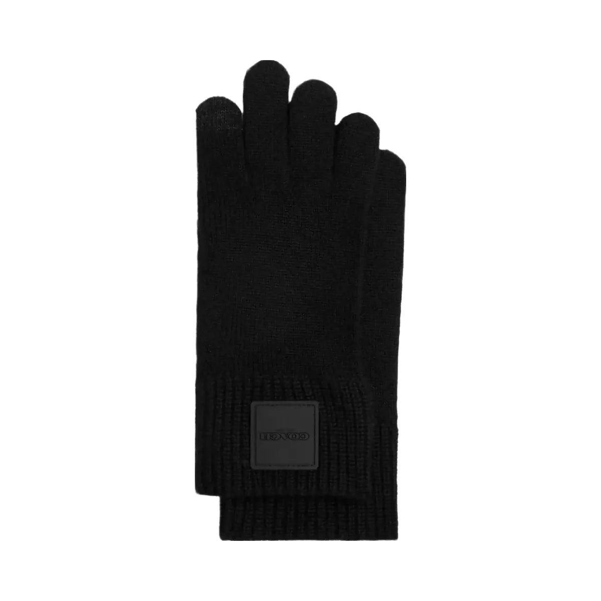 Coach Knit Tech Gloves With Rubber Patch in Black
