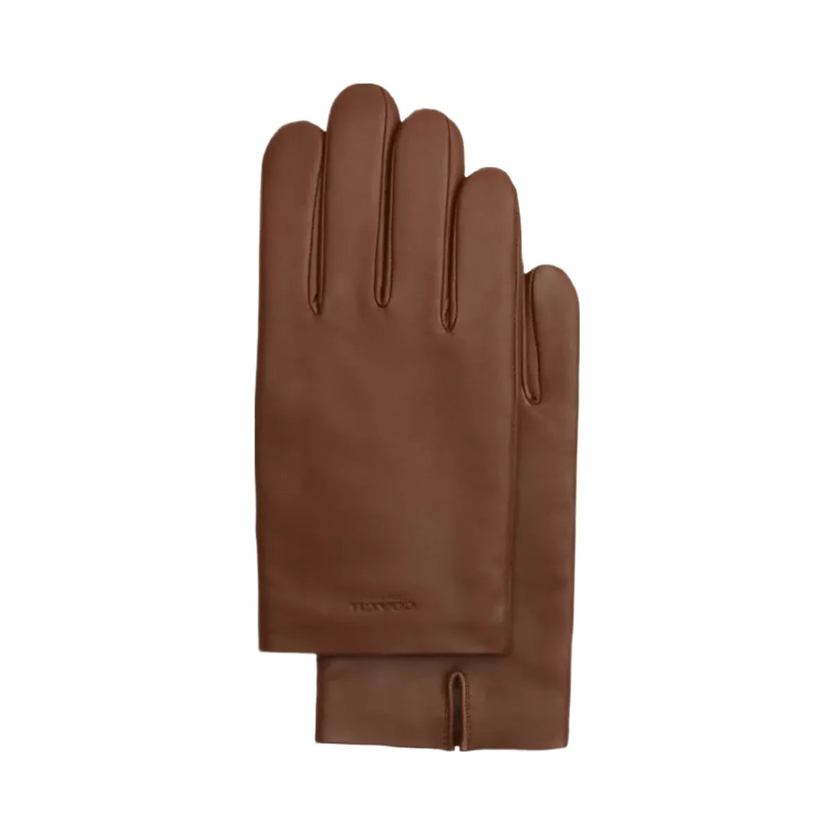Coach Leather Tech Gloves in Dark Saddle