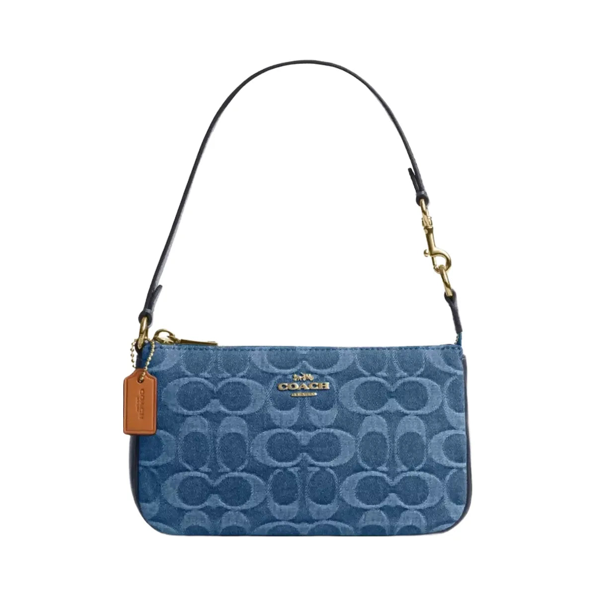 Coach Nolita 19 In Signature Denim in Gold Indigo