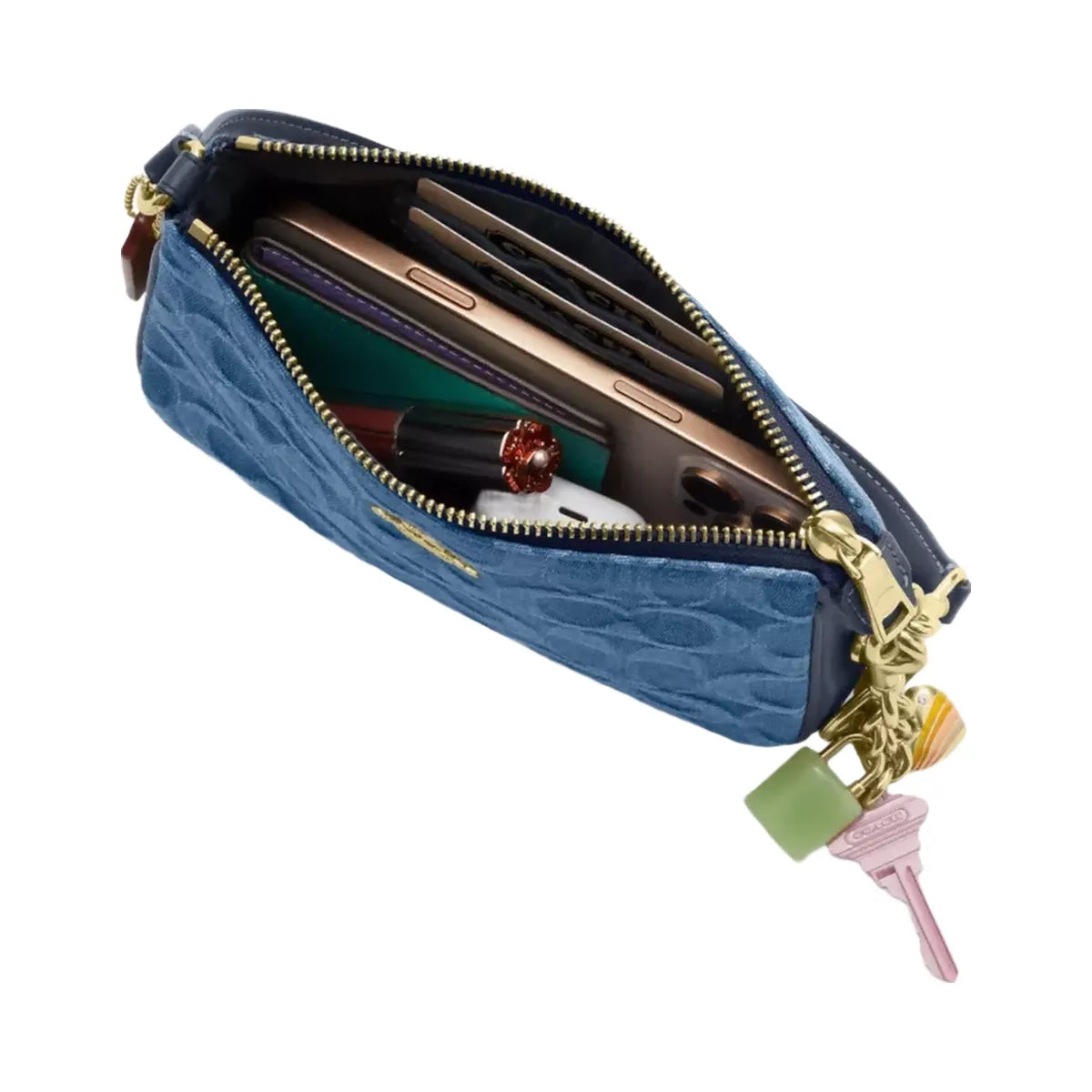 Coach Nolita 19 In Signature Denim in Gold Indigo