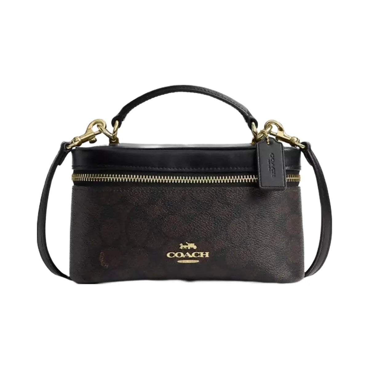 Coach Rainer Crossbody Bag 18 In Signature Canvas in Gold Walnut Black