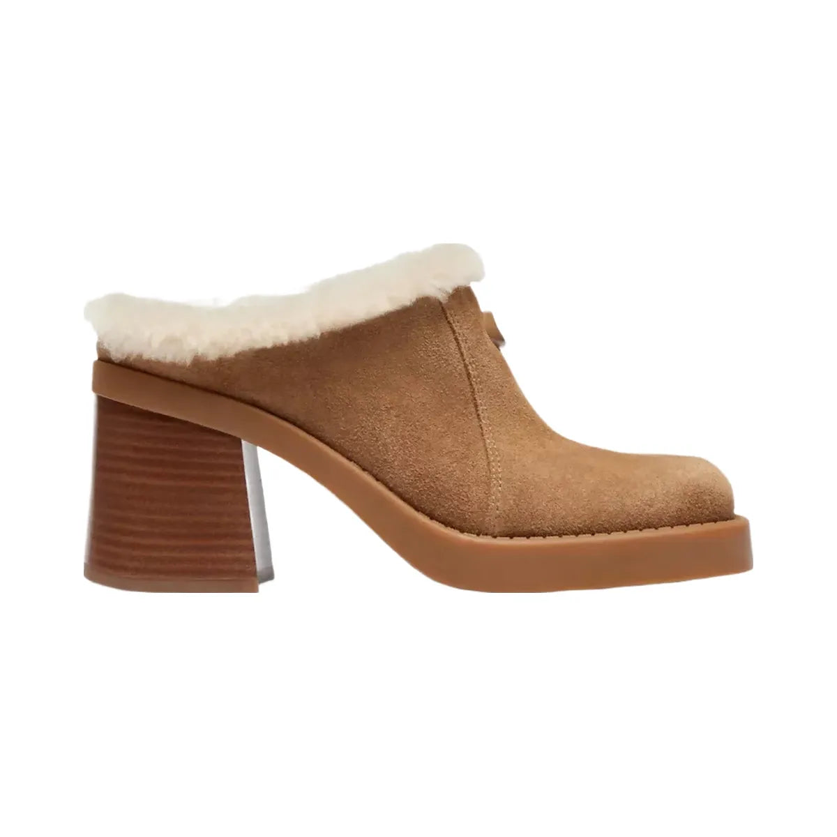 Coach Sculpted C Heeled Mule in Coconut Natural