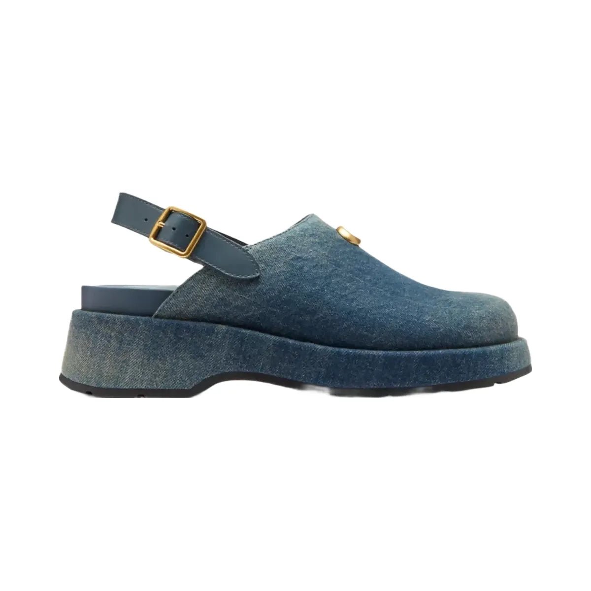 Coach Sculpted C Platform Clog In Loved Denim in Dark Indigo