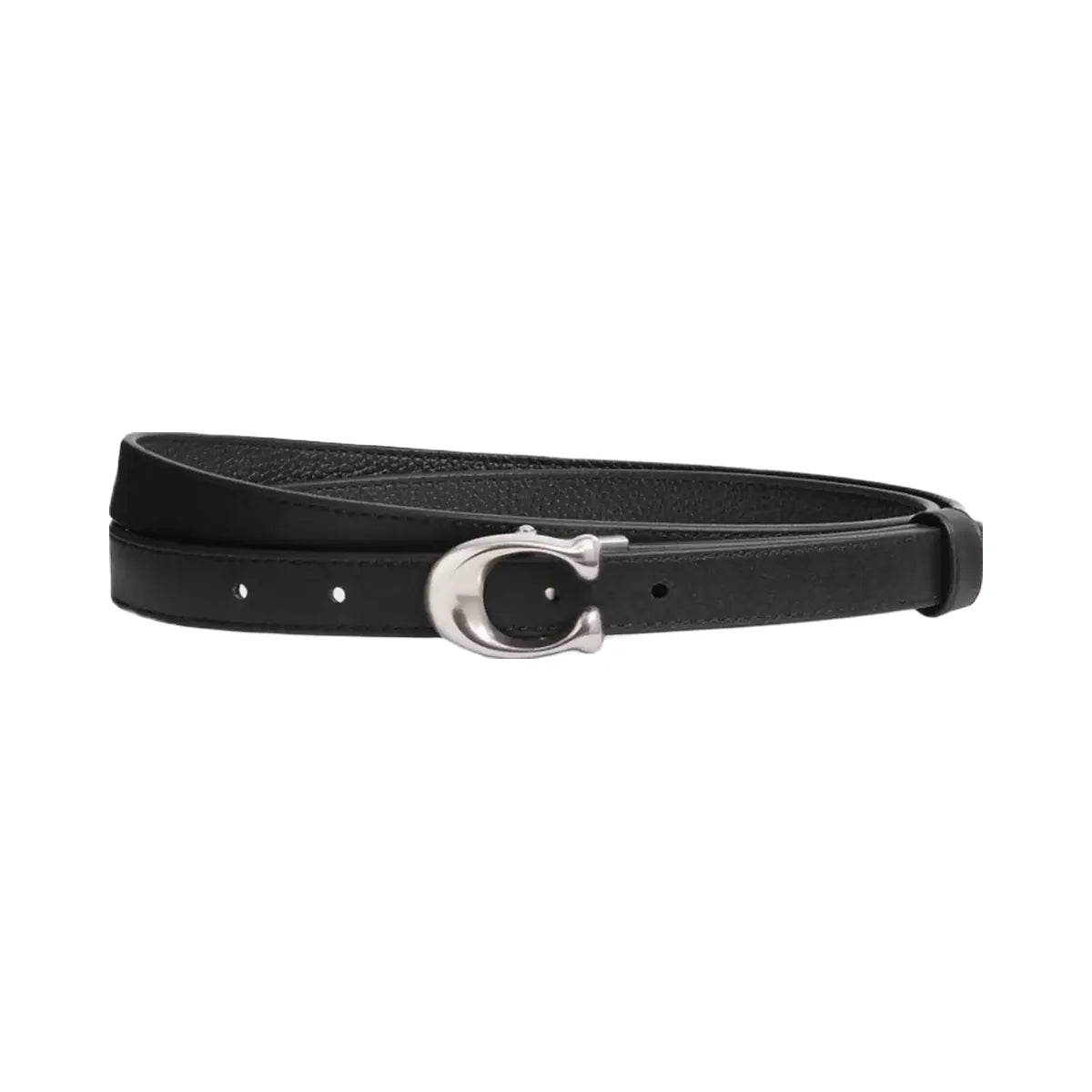 Coach Sculpted Signature Buckle Reversible Belt, 20 Mm in Silver Black
