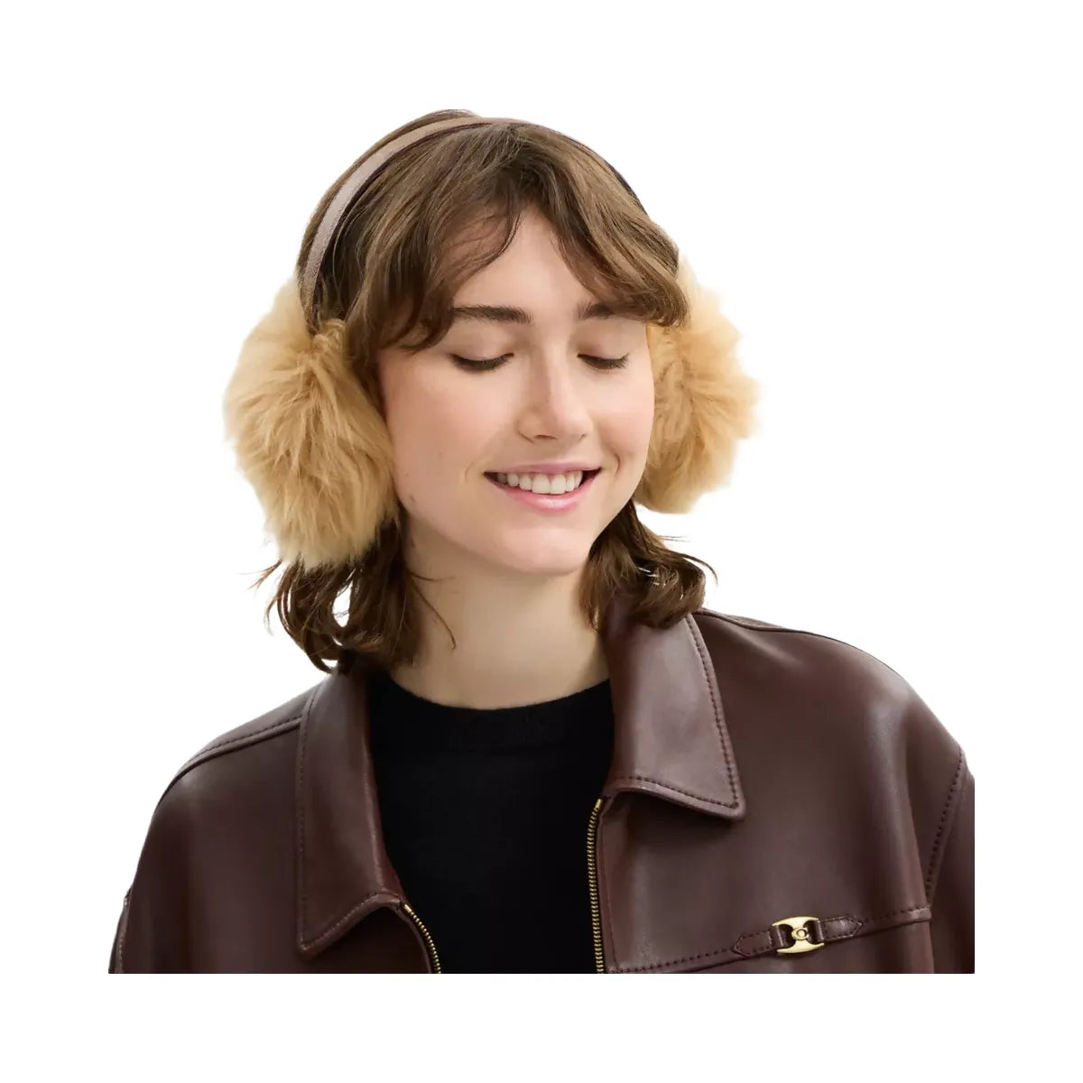 Coach Shearling Earmuffs in Tan