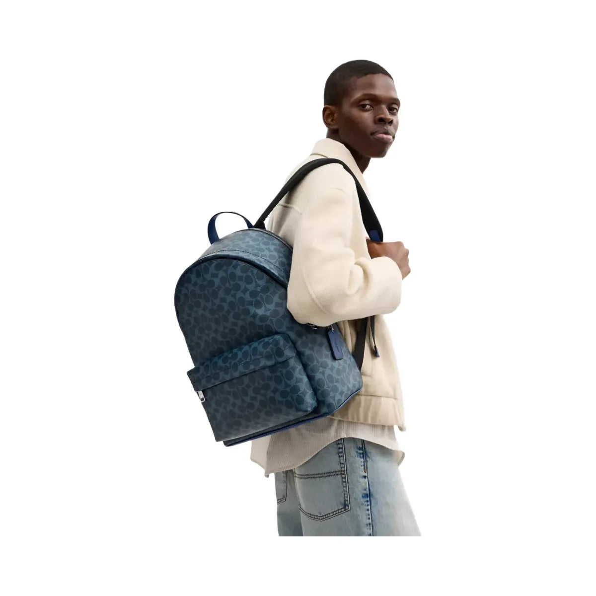 Coach Taylor Backpack In Signature Canvas in Silver Ink Blue