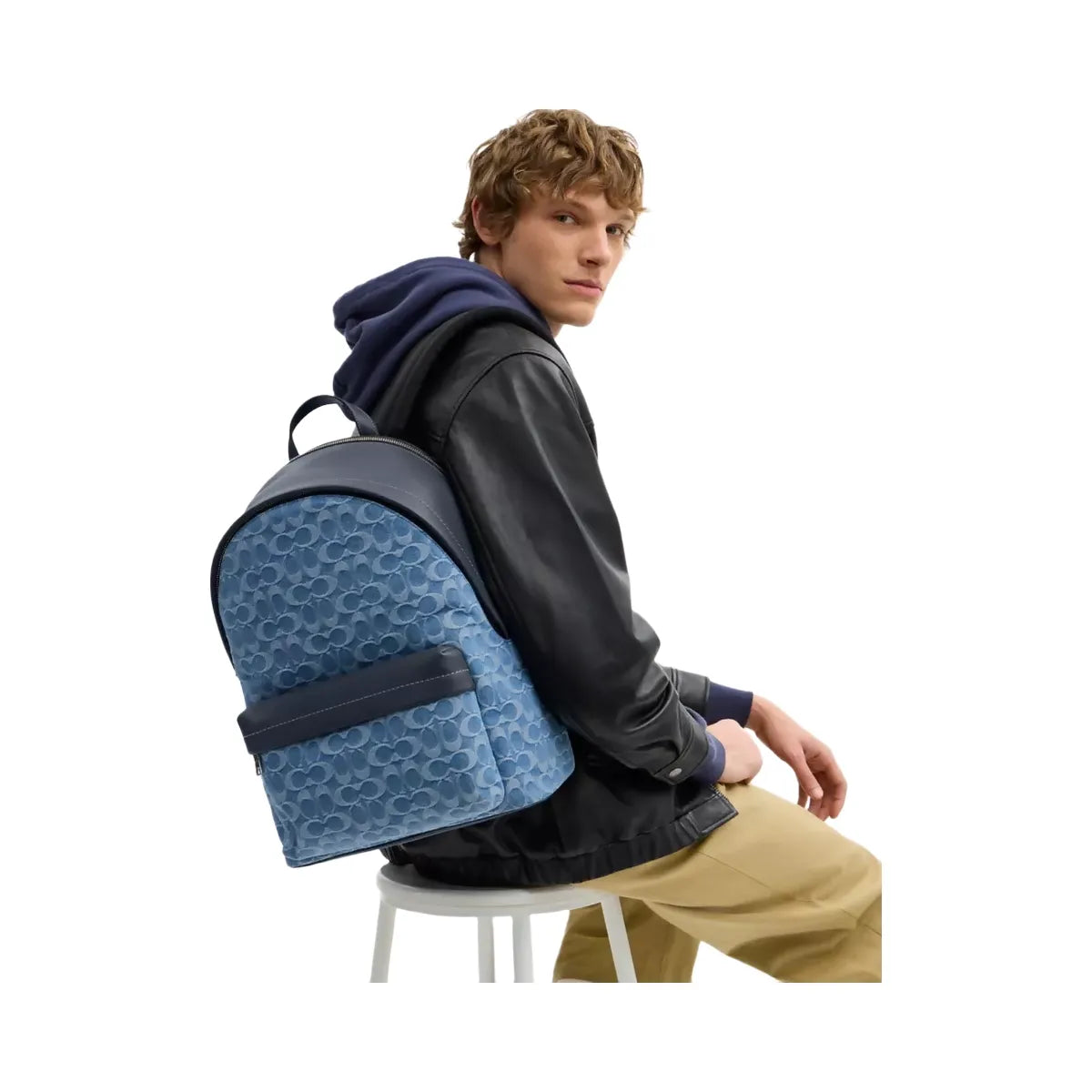Coach Taylor Backpack In Signature Denim in Silver Denim