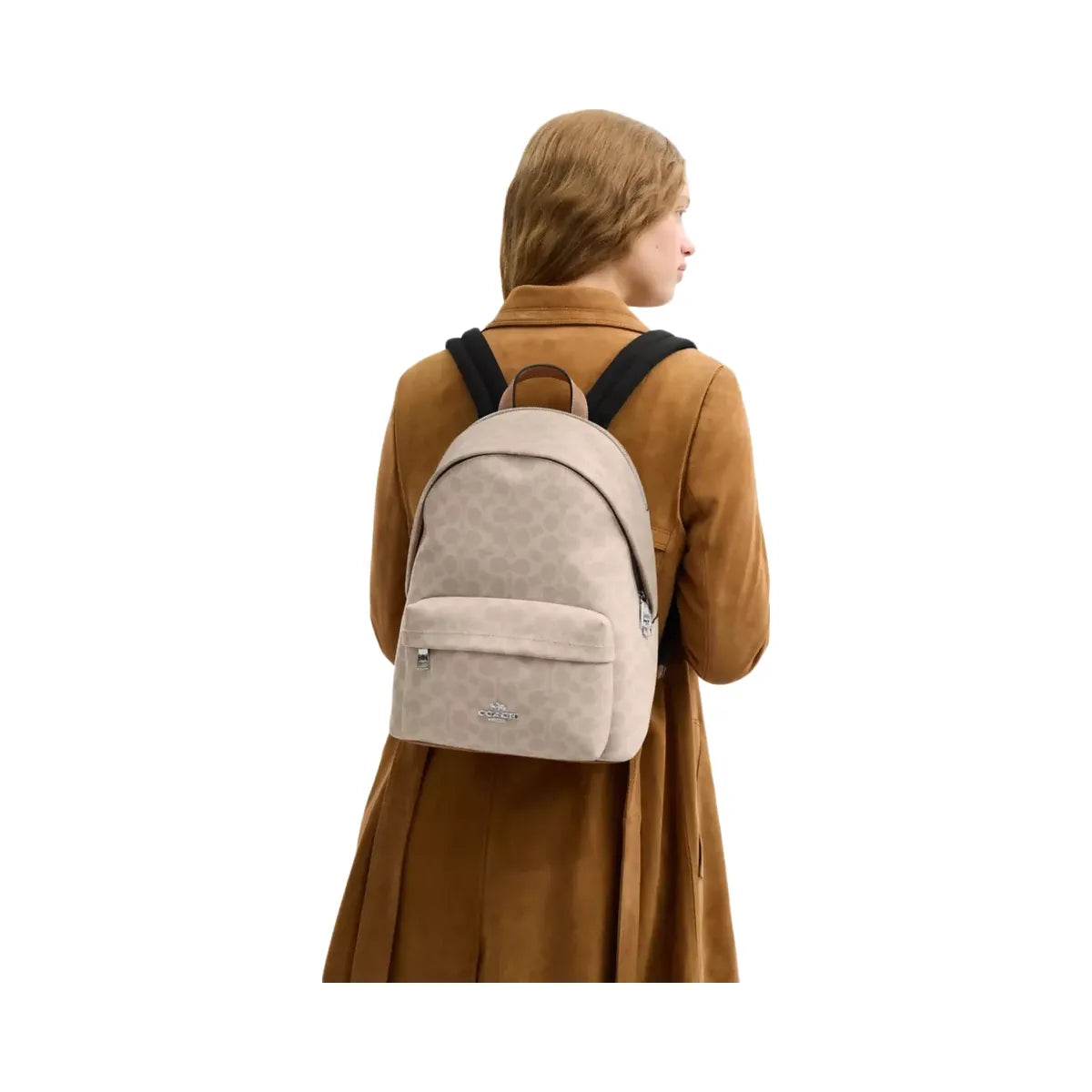 Coach Taylor Small Backpack In Signature Canvas in Silver Sand Taupe