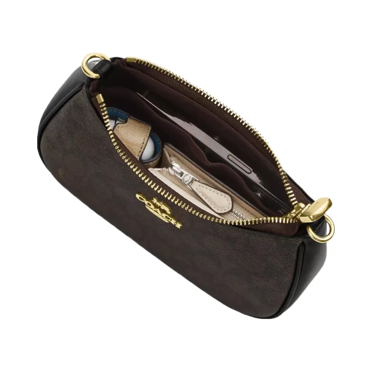 Coach Teri Mini Crossbody Bag In Signature Canvas in Gold Bold Red