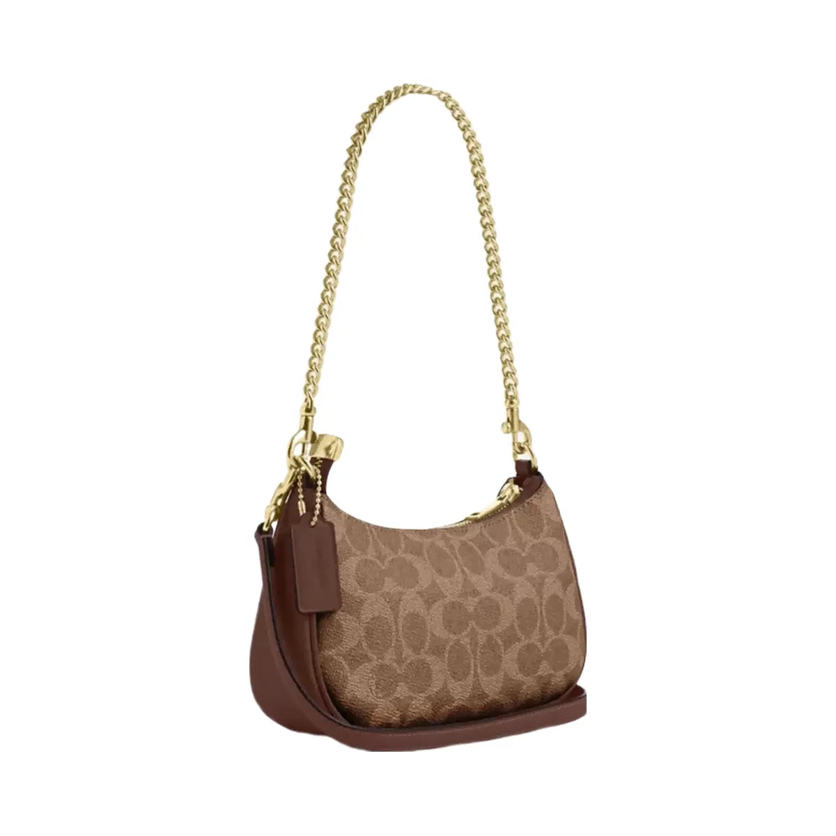 Coach Teri Mini Crossbody Bag In Signature Canvas in Gold Tan Brown