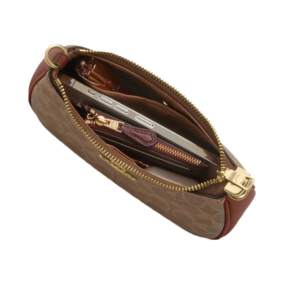 Coach Teri Mini Crossbody Bag In Signature Canvas in Gold Tan Brown