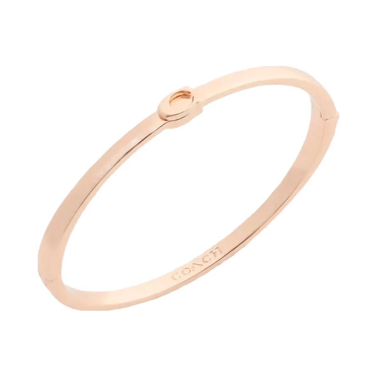 Coach Thin Signature Hinged Bangle in Rose Gold