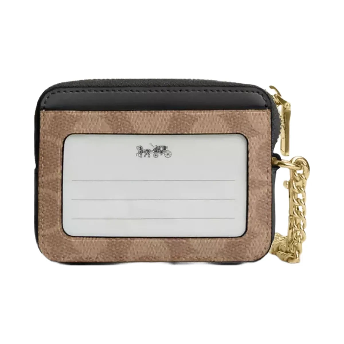 Coach Zip Card Case In Signature Canvas in Gold Tan Black