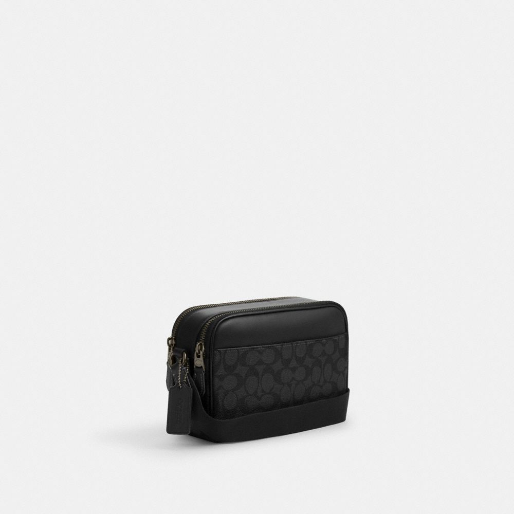 Coach Graham Crossbody Bag In Signature Canvas Gunmetal Charcoal Black