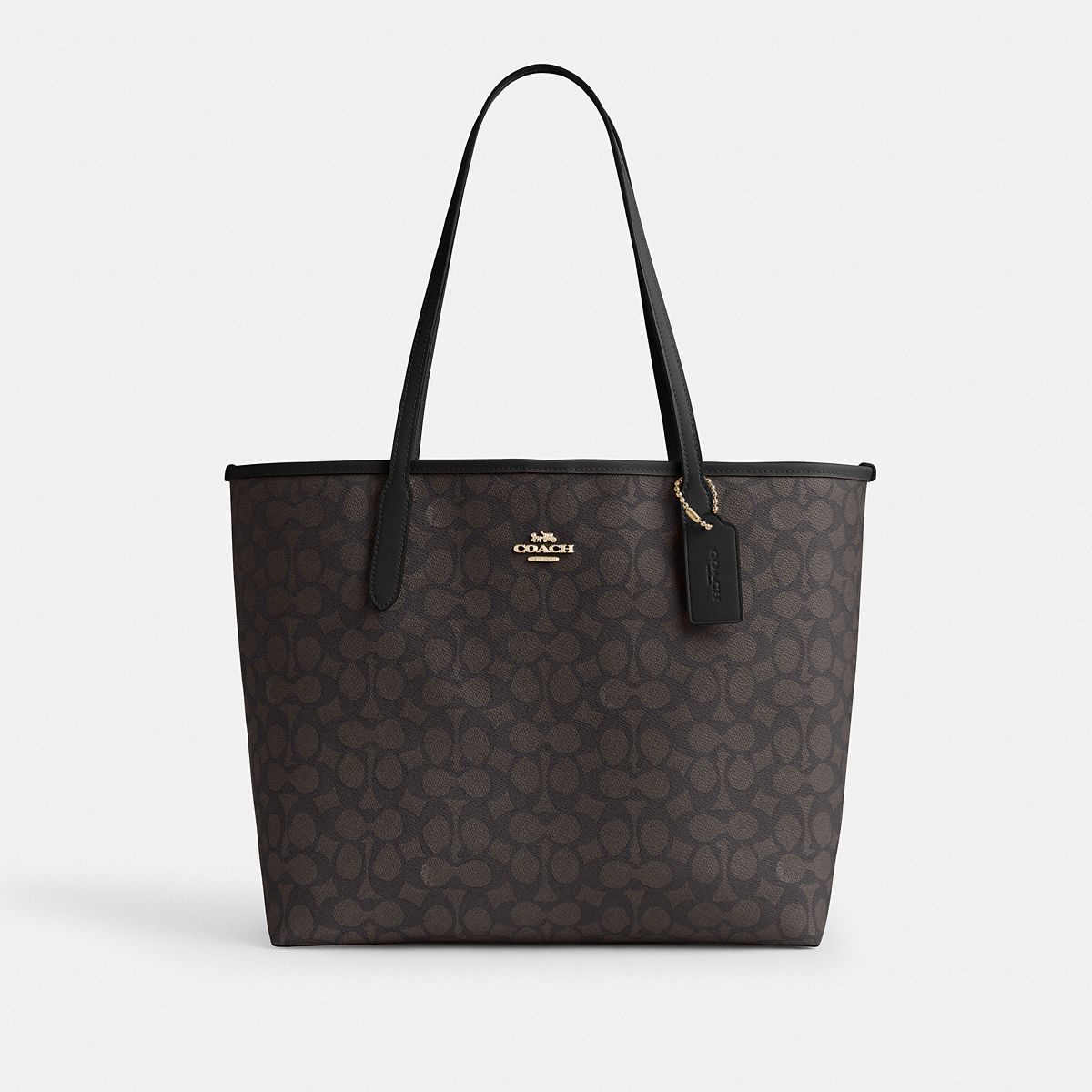 Coach City Tote Bag In Signature Canvas Brown