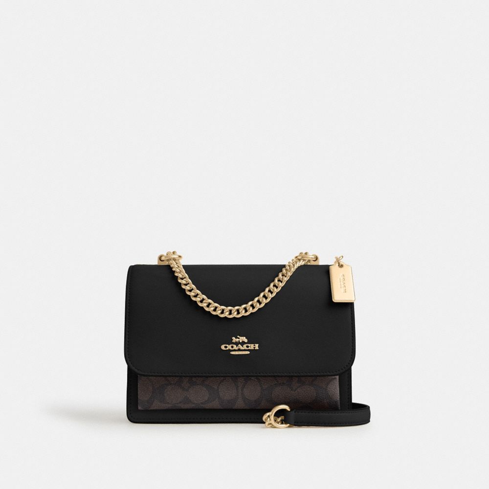 Coach Klare Crossbody Bag In Signature Canvas Gold Walnut Black