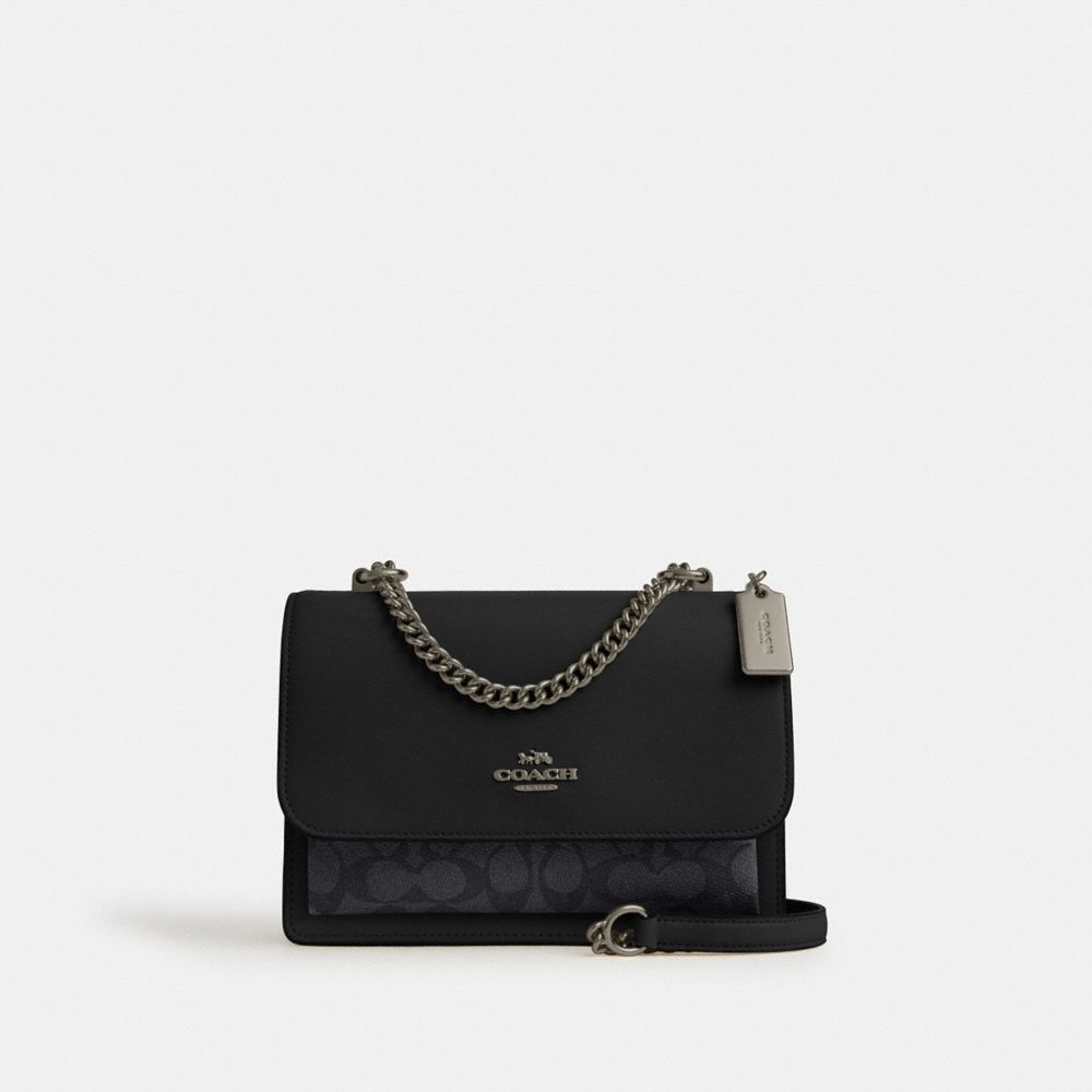 Coach Klare Crossbody Bag In Signature Canvas Gunmetal Charcoal Black