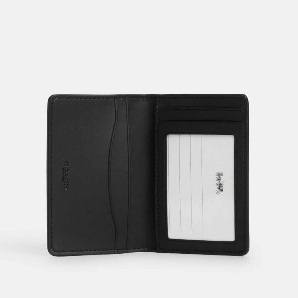 Coach Id Wallet In Signature Canvas Charcoal Black