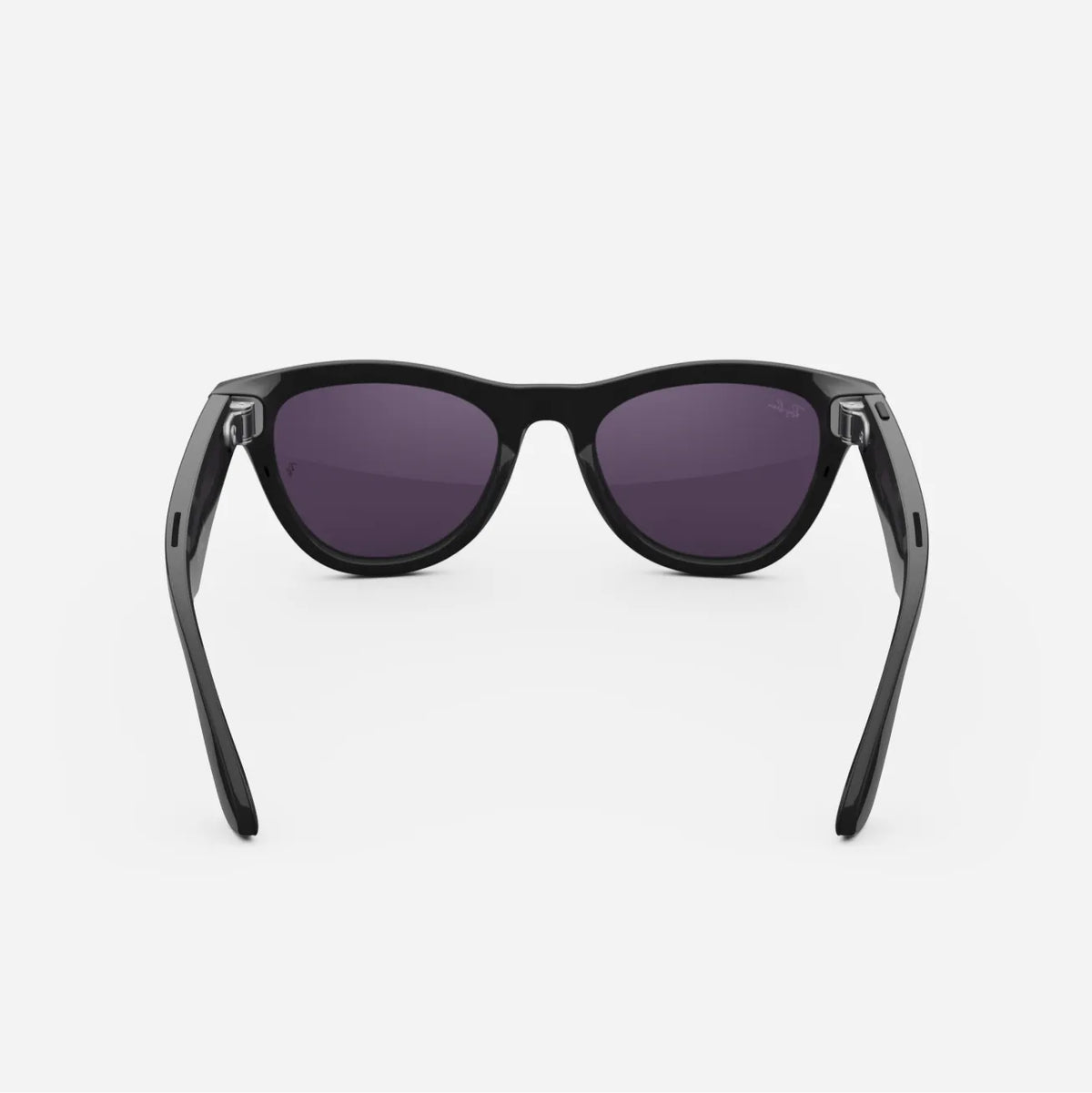 Black wayfarer sunglasses with dark tinted lenses on white background