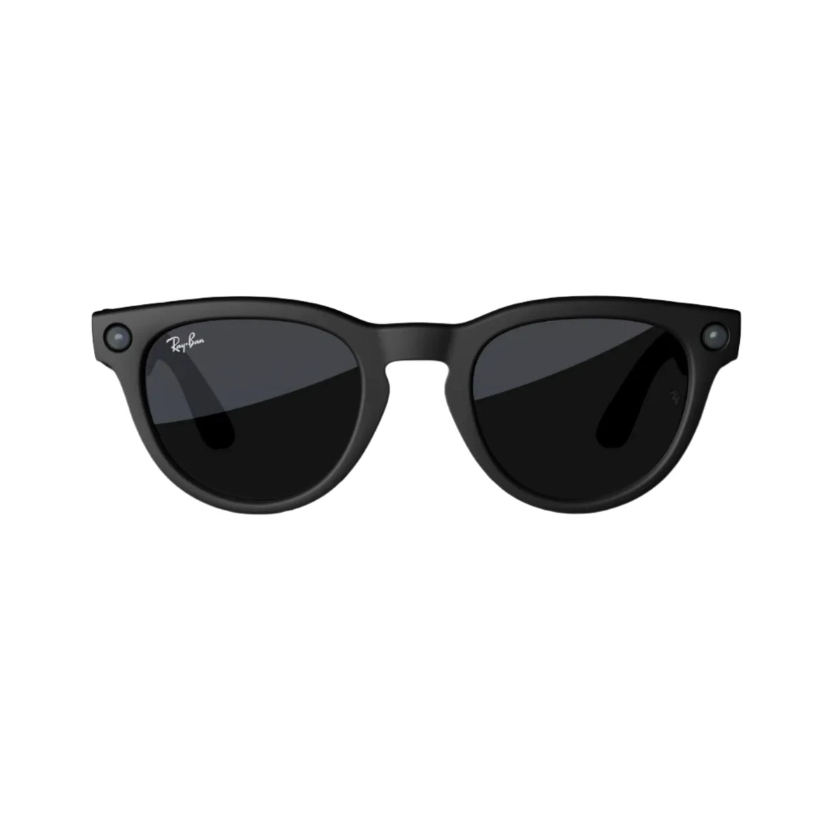 Black round sunglasses with dark lenses on a white background, stylish streetwear accessory