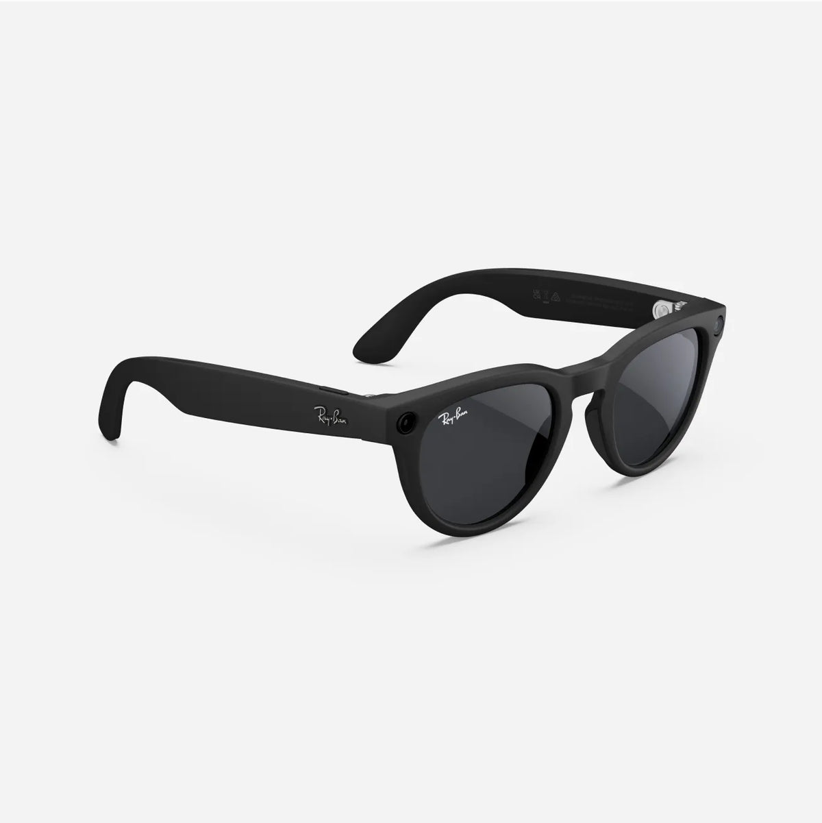 Black Ray-Ban Wayfarer sunglasses with dark lenses and thick frames on white background